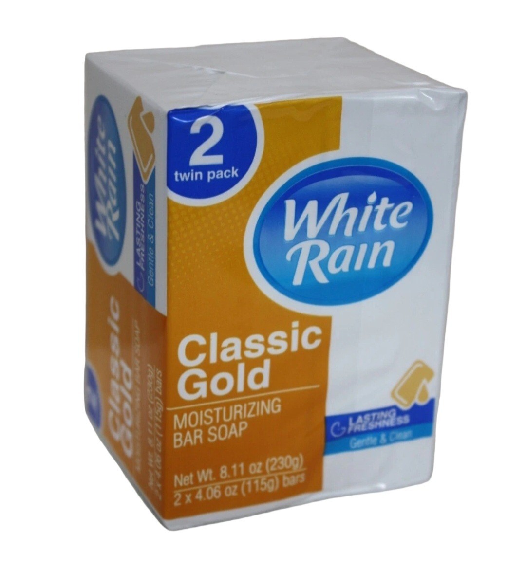🧡 WHITE RAIN 🧡 (2-BARS) 4.06 Oz 🧡🫧 ●CLASSIC GOLD● 🫧 ≈MOISTURIZING≈ Soap 🫧.