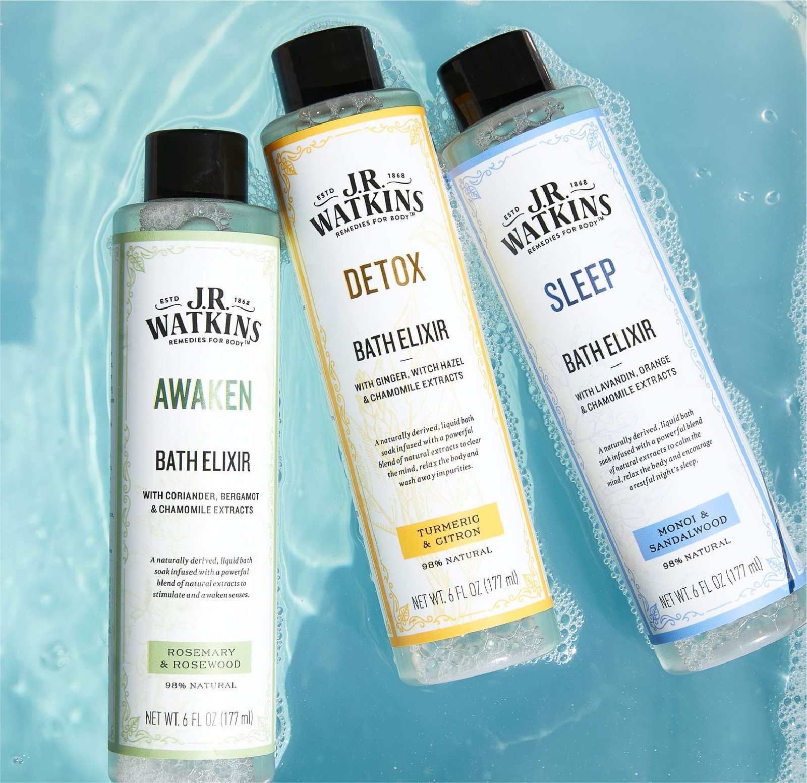 J.R. Watkins Sleep Bath Elixir, Liquid Bath Soak, Monoi & Sandalwood with Nat…