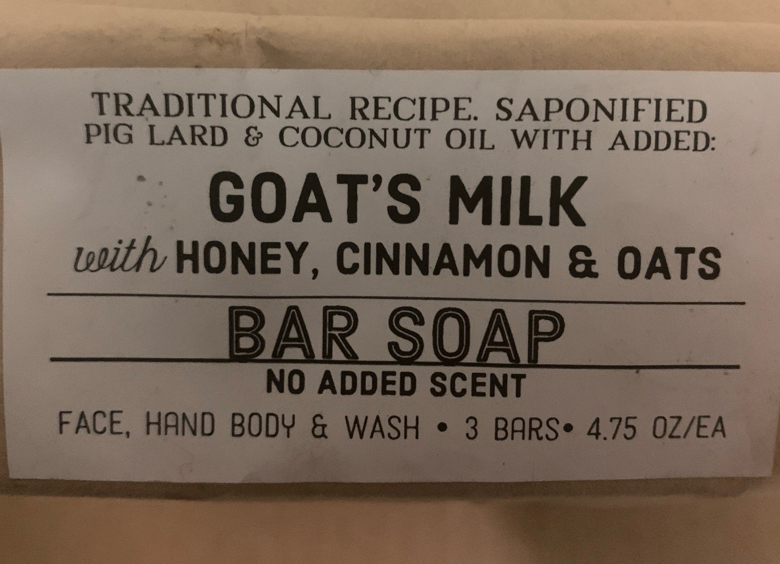(3) Simplici Goat ‘s Milk with Honey, Cinnamon & Oats Bar Soap 4.75 oz X3