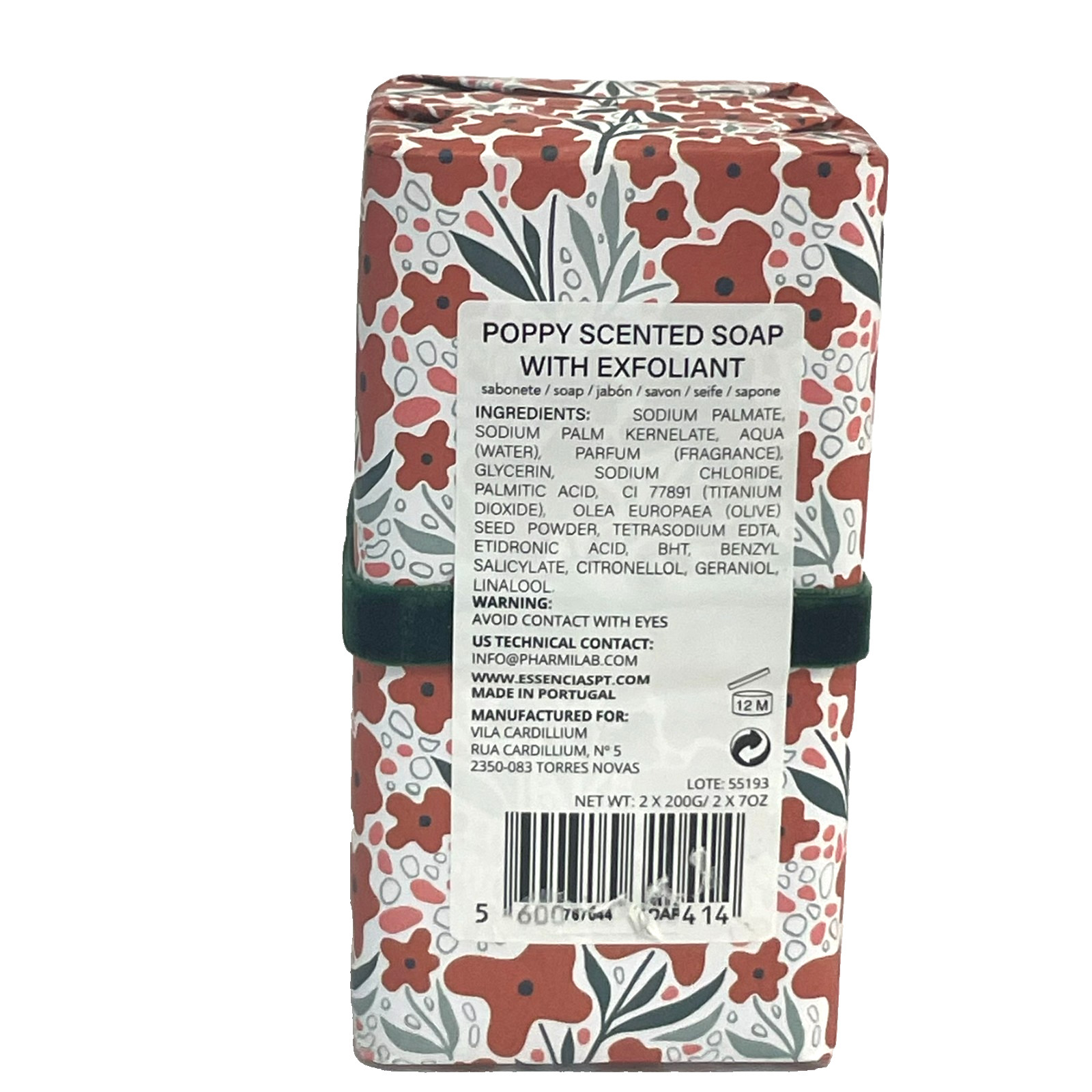 NEW – Villa Cardilium Poppy Scented Soap Set w/ Scrub 2x200g Portugal Gift