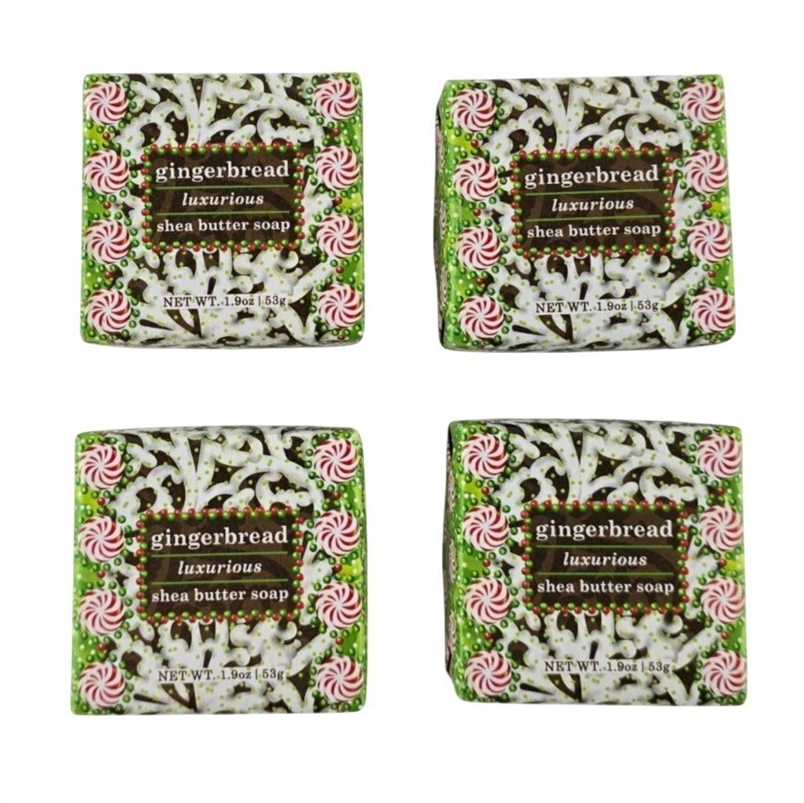 4 Greenwich Bay Trading Gingerbread 1.9 oz 53 g Holiday Shea Butter Soap Bars