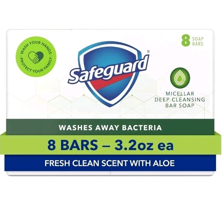 Safeguard Bath Bar Soap, Fresh Clean Scent with Aloe, 3.2 oz (8 Count)