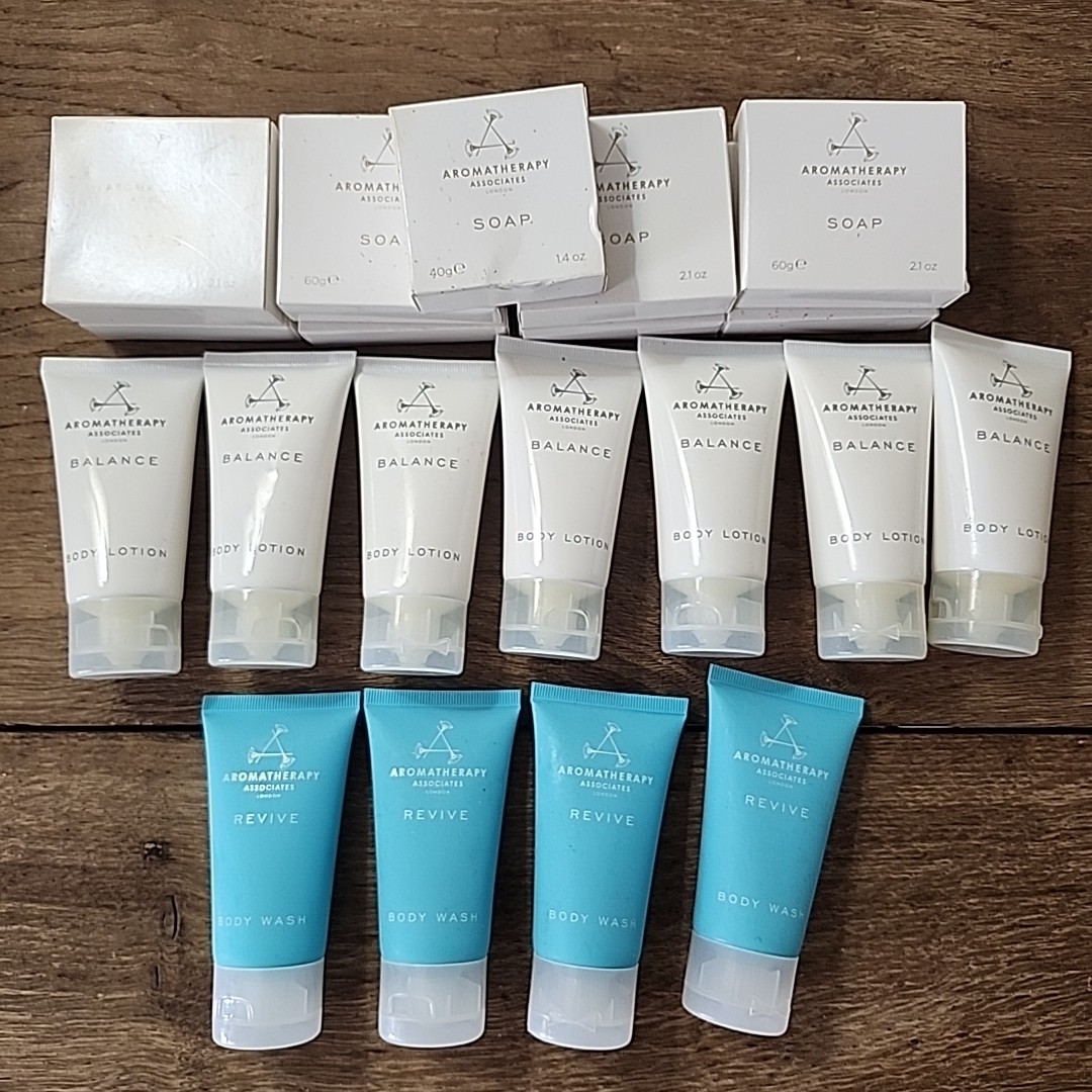 New Lot of 20 Aromatherapy Associates Soap Bar Body Wash Lotion Travel Size