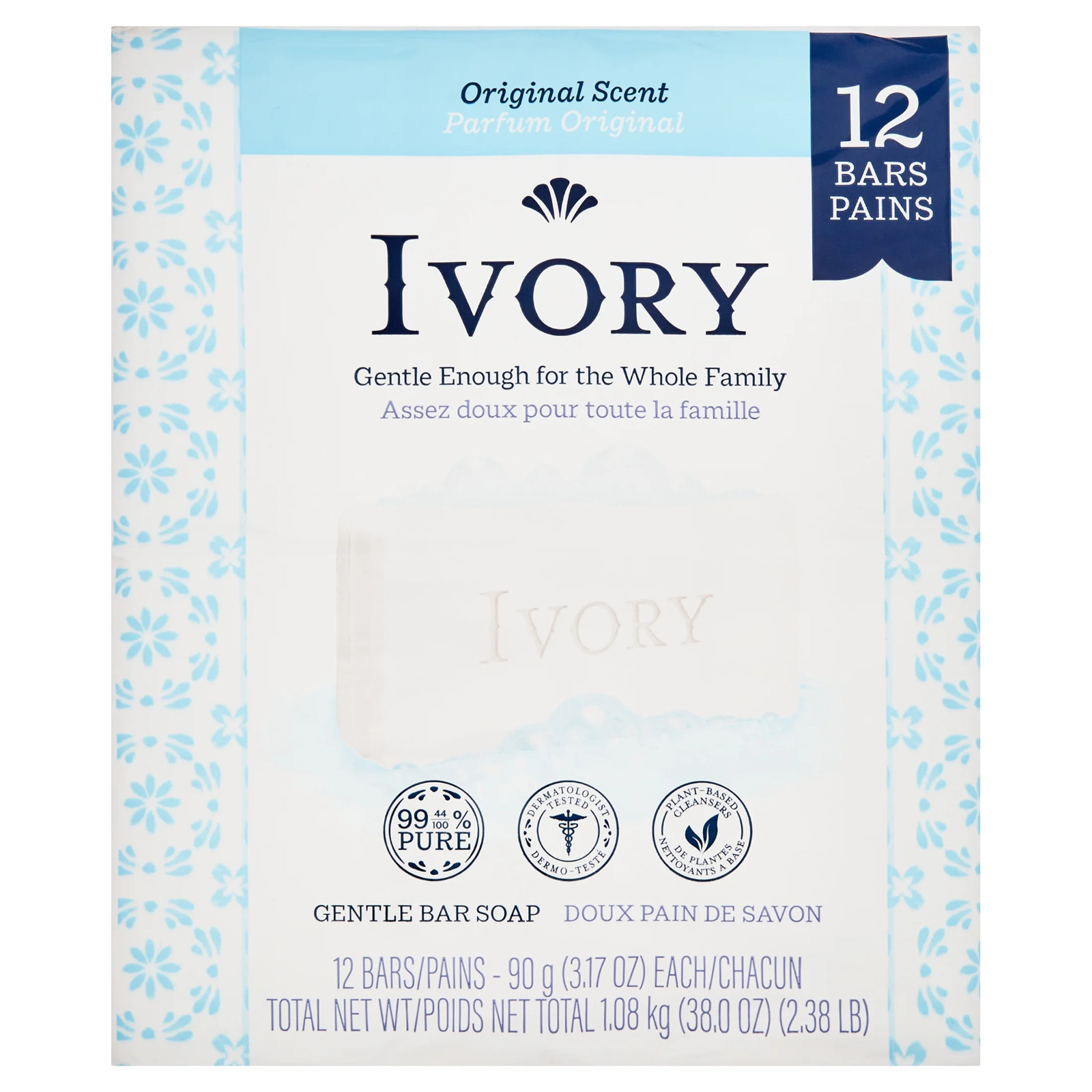 Ivory Bar Soap with Original Scent, 3.17 oz, 12 Count