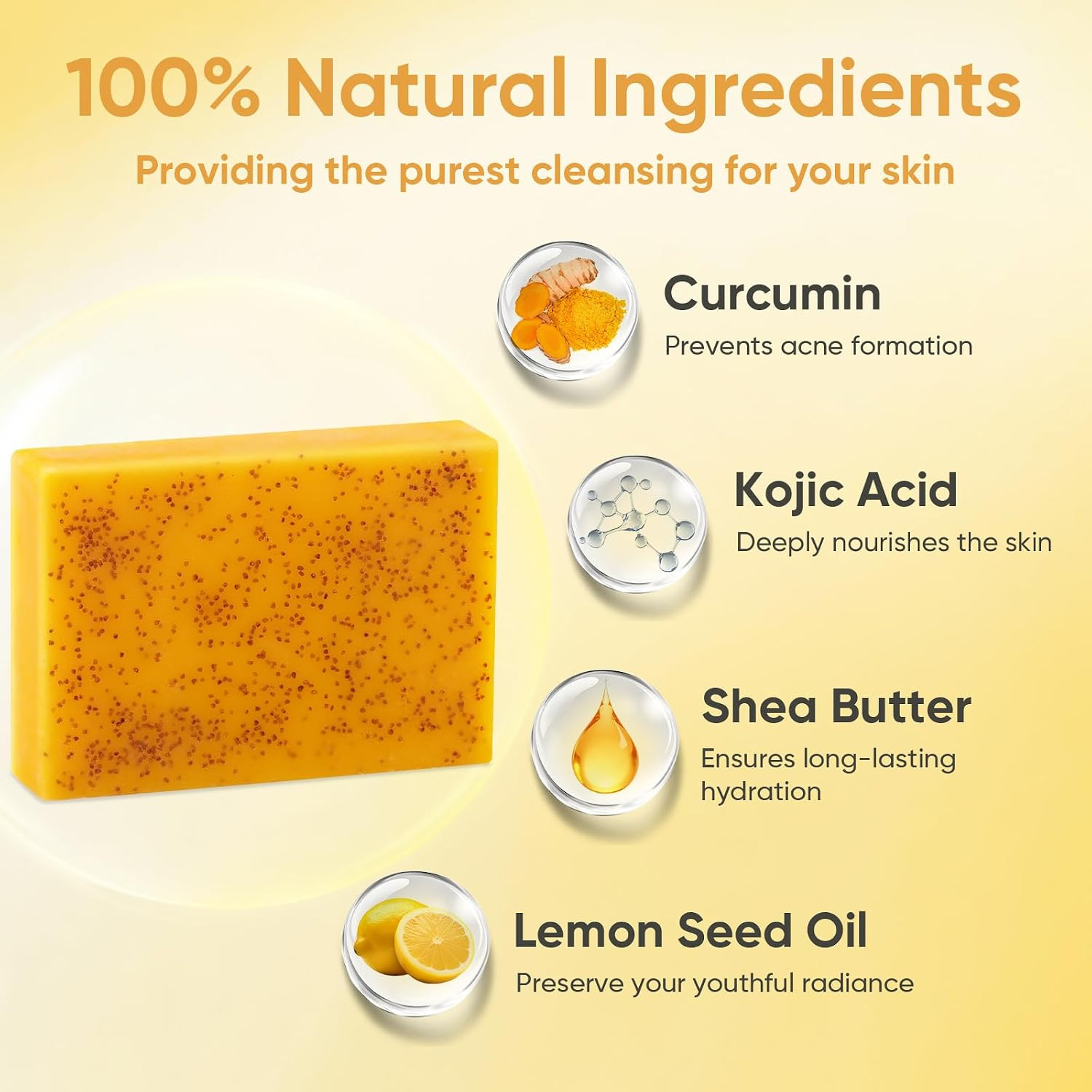 Treeroot 5 Pack Turmeric Soap, 80G Kojic Acid and Turmeric Soap Bar, Gently Clea