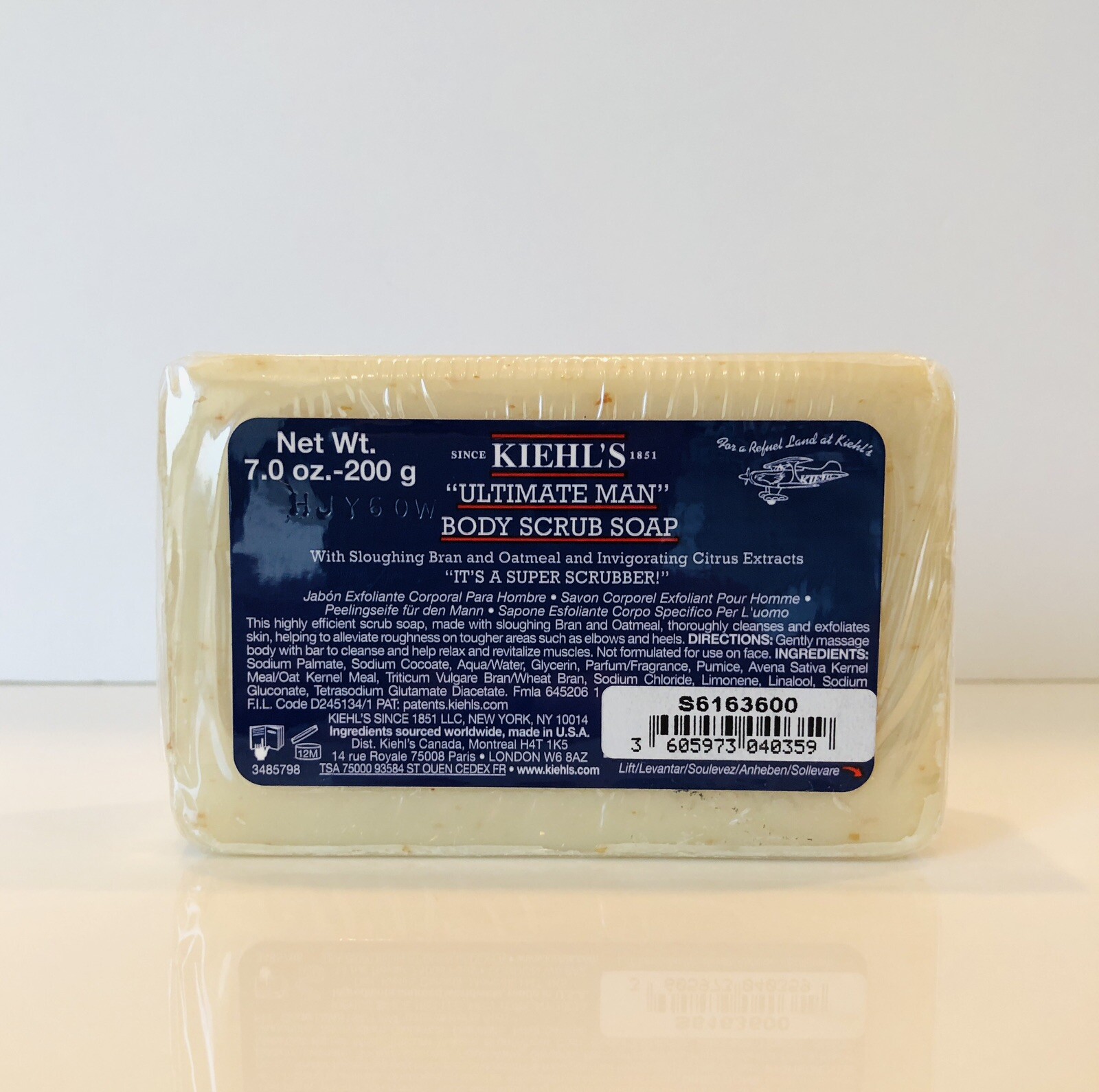 Kiehl’s Ultimate Man Body Scrub Soap Bar ~7.0oz/200g, Full Size~New & Sealed