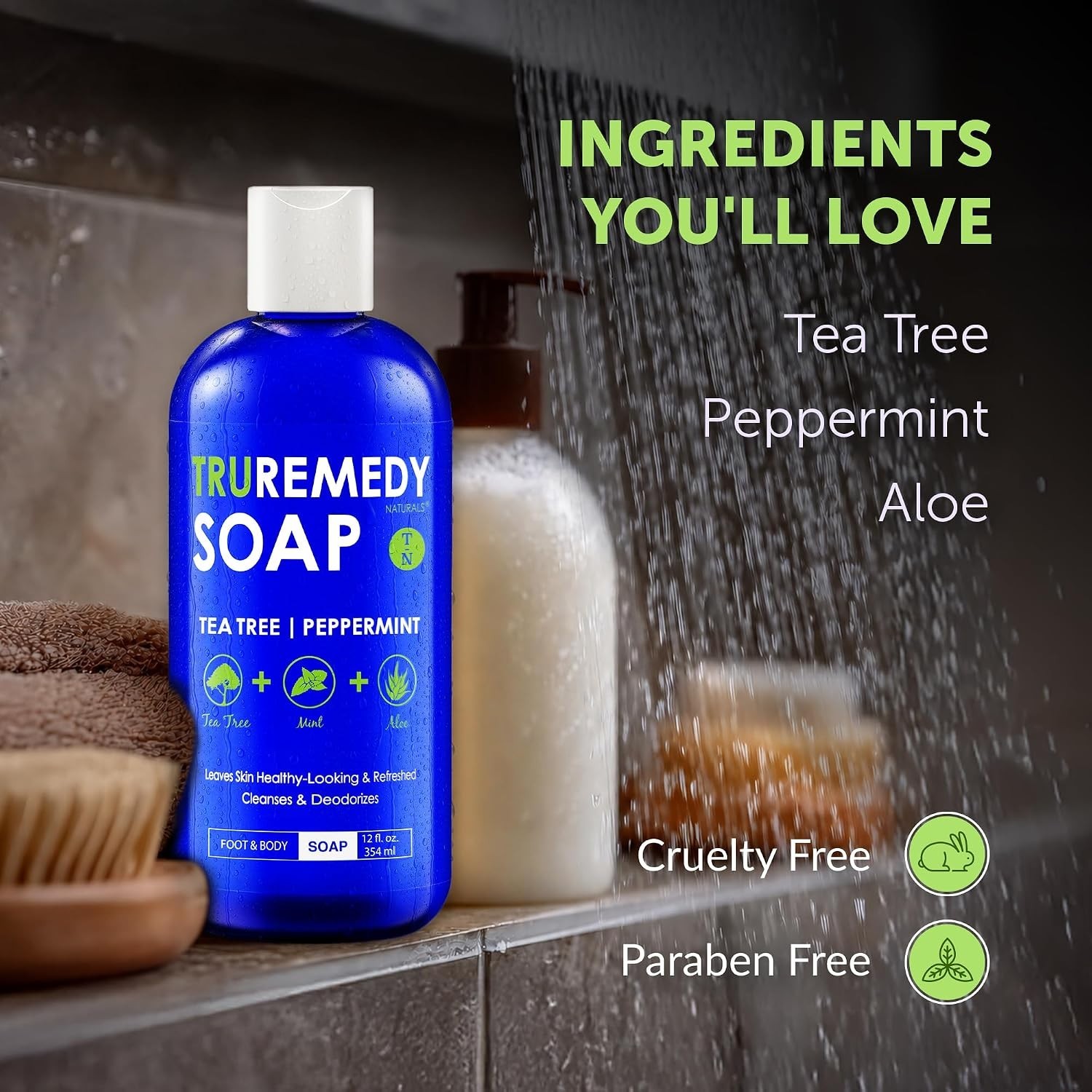 12 oz Tea Tree Oil Body Wash – Invigorating Tea Tree Soap with Peppermint, Al…