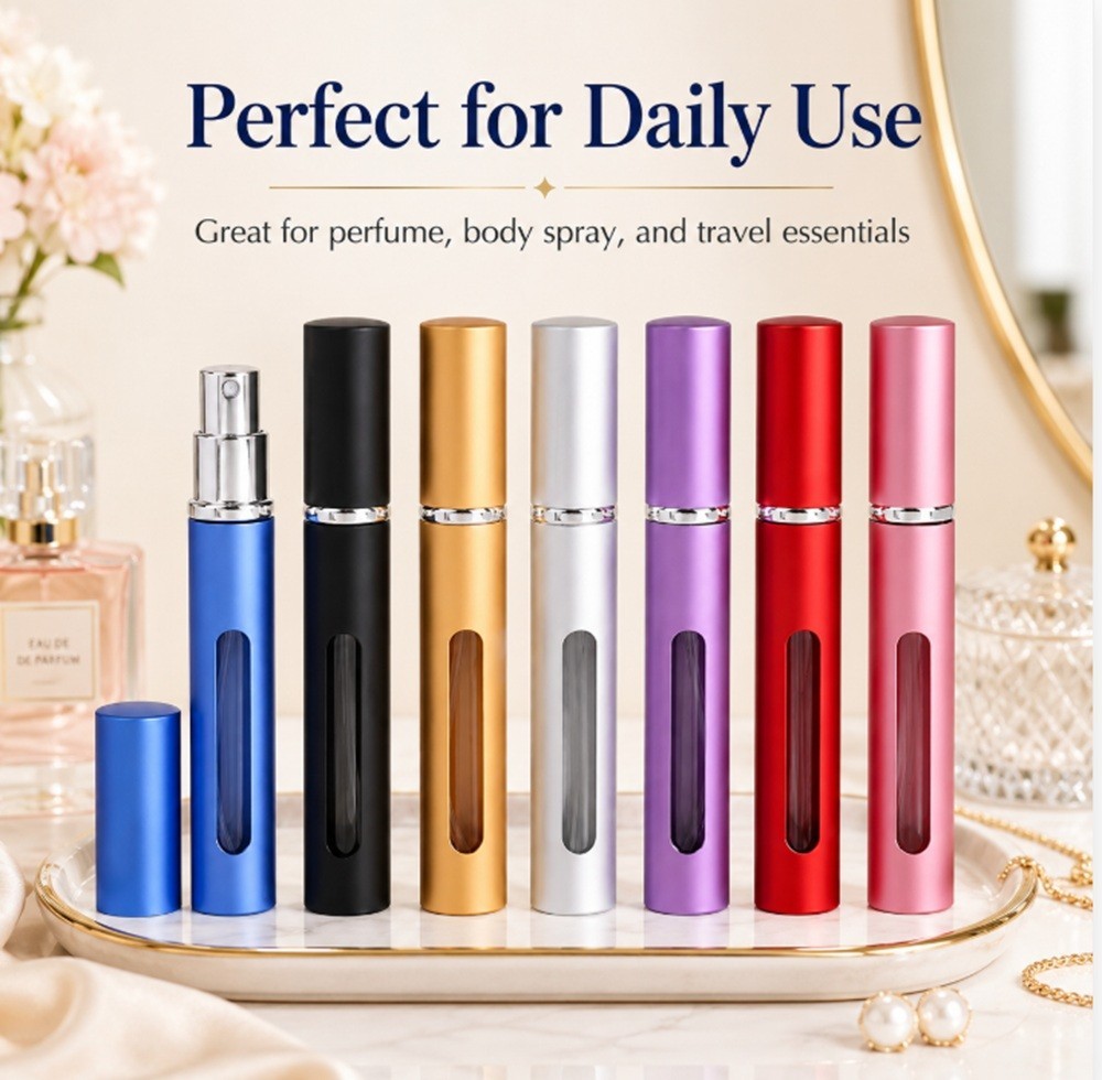 7 Pack 10ml Perfume Atomizer Bottles Refillable Travel Spray Pump Set Leakproof