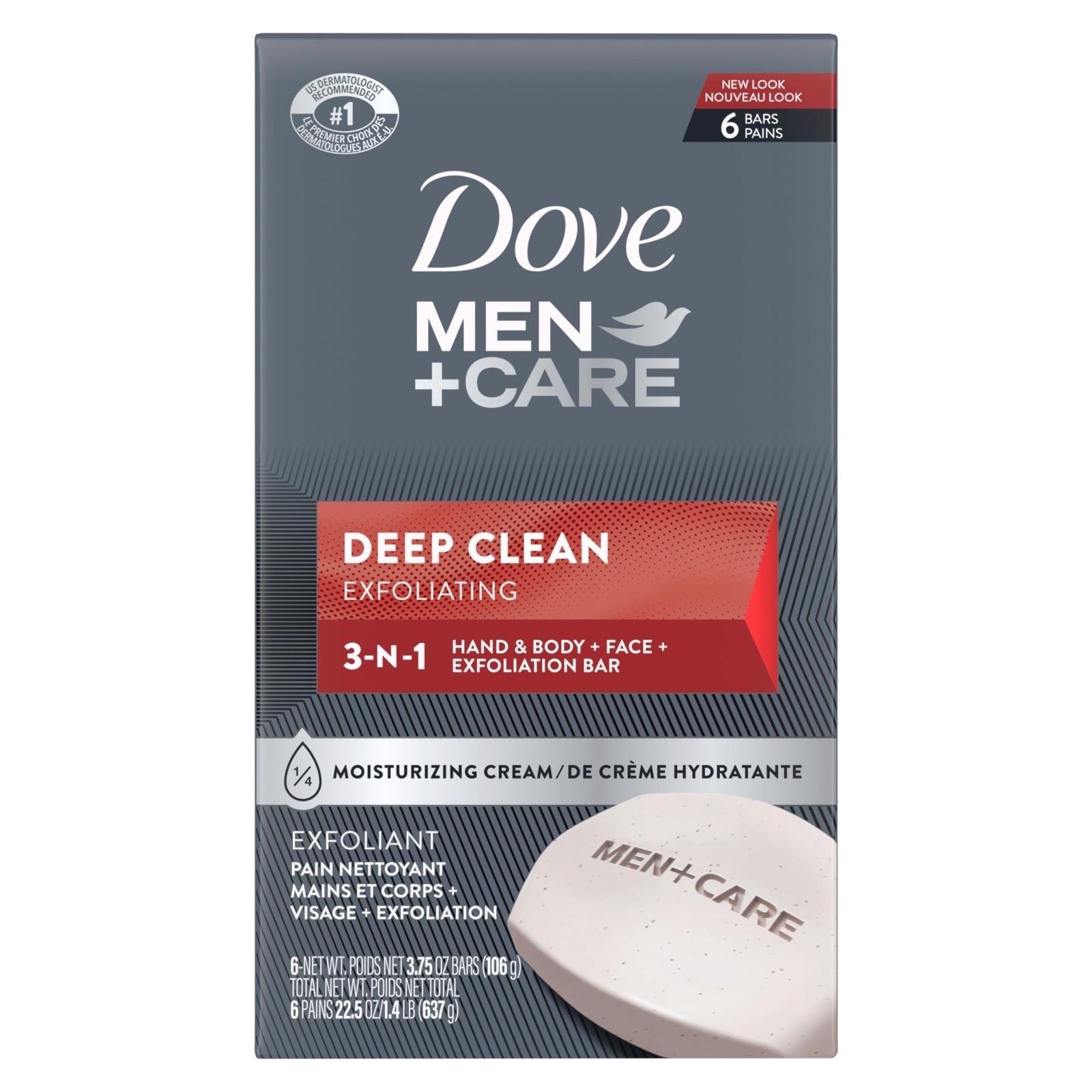 Deep Clean Body & Face Soap Bars with Purifying Grains, 3.75 oz, 12 Pack