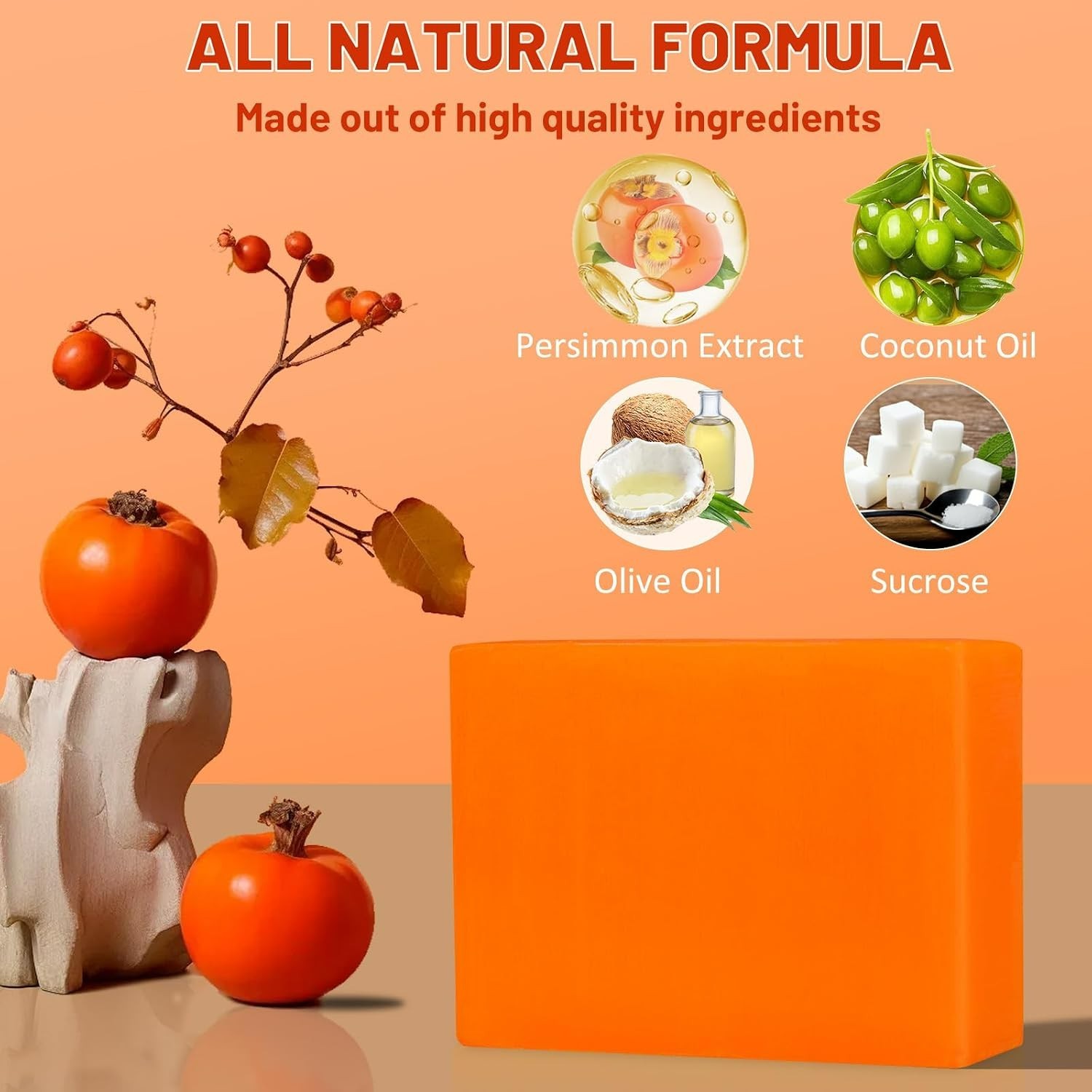 Rejuvenating Persimmon Soap Bars – 2 PCS for Odor Elimination & Skin Nourishment