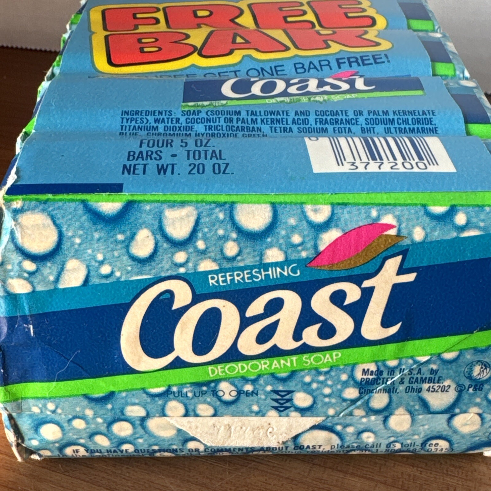 Vintage COAST Deodorant Bar Soap (4) Bars – 5oz Each NOS Sealed Proctor & Gamble