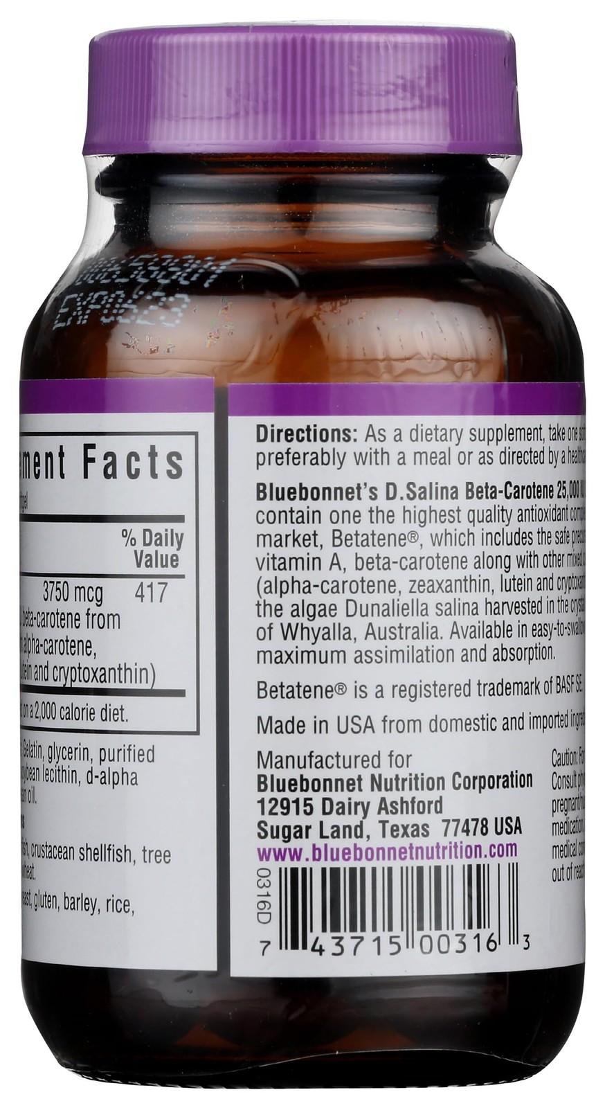 BlueBonnet Mixed Beta-Carotene 25,000 IU 90 Count (Pack of 1), Redish Brown