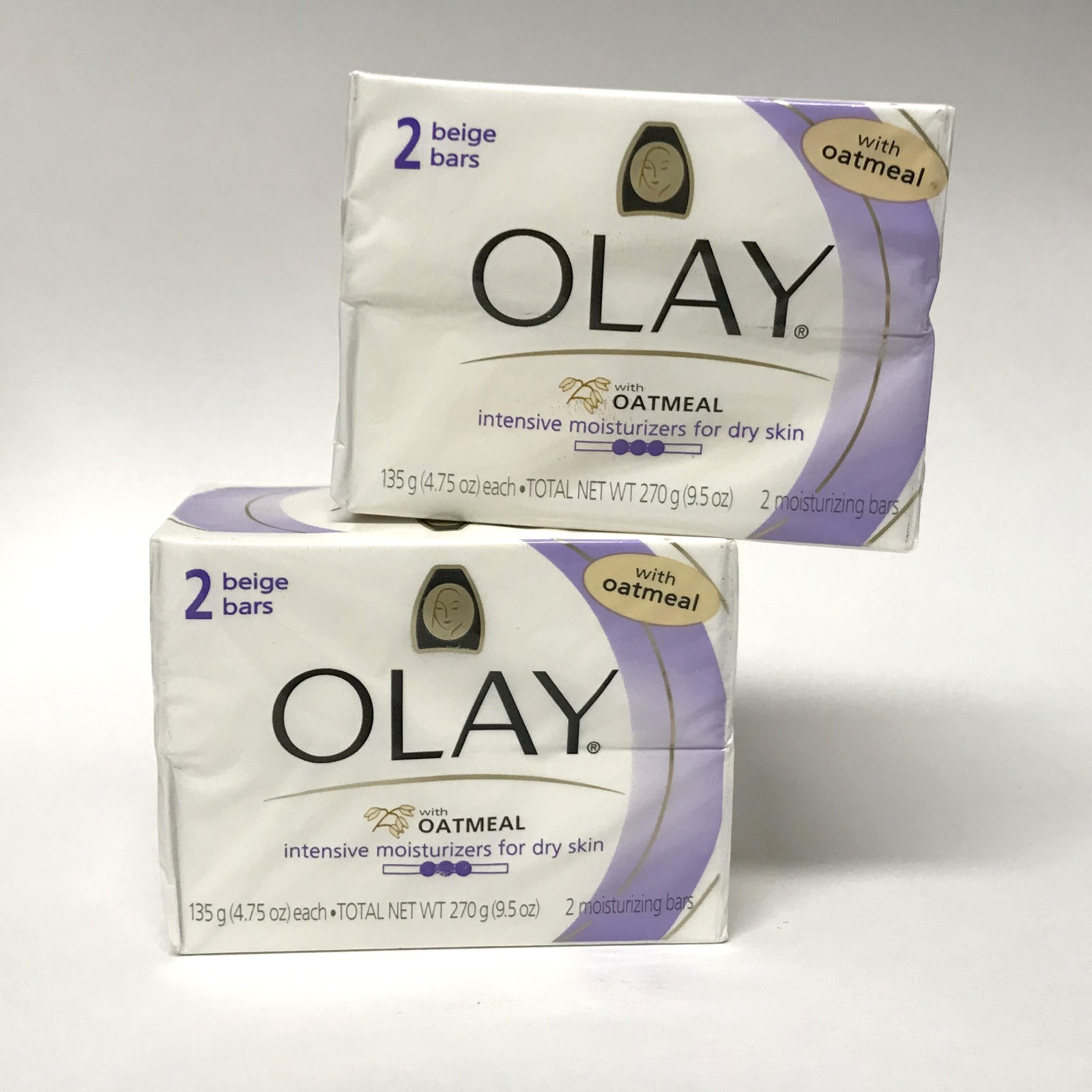 LOT of 2X Olay w/OATMEAL Moisturizing Bath Bar Soap, 4.75oz 2ct PACK | HTF | NOS