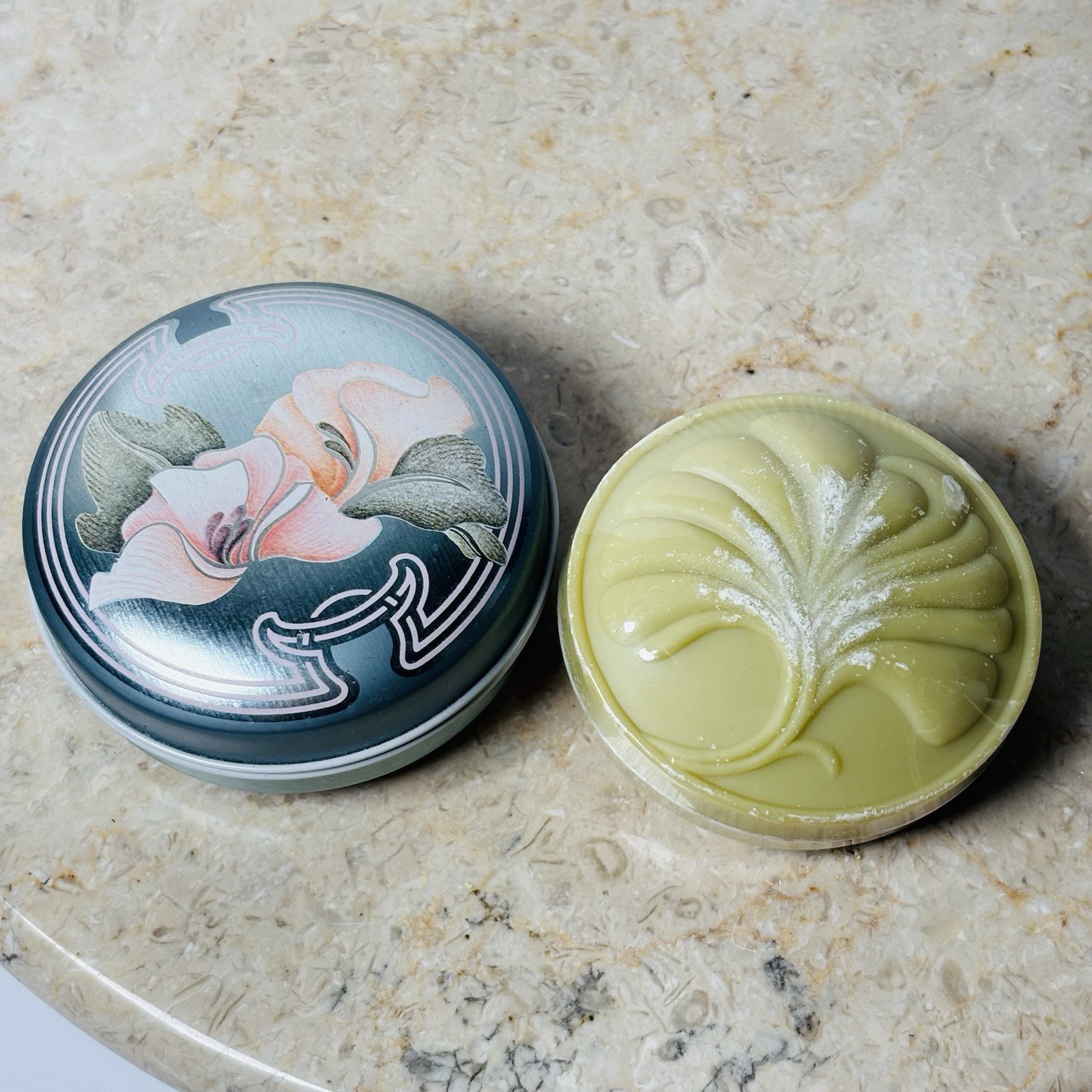 Vintage Rare Perfumes Cacharel France Floral Metal Soap Tin/ Trinket Box