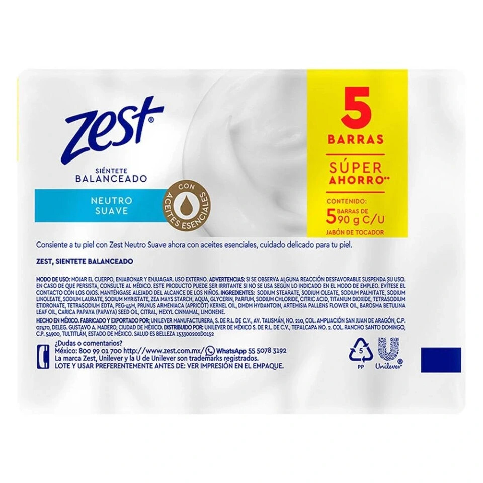 3 Packs ZEST NEUTRO BAR SOAP 90 G PRODUCT OF MEXICO