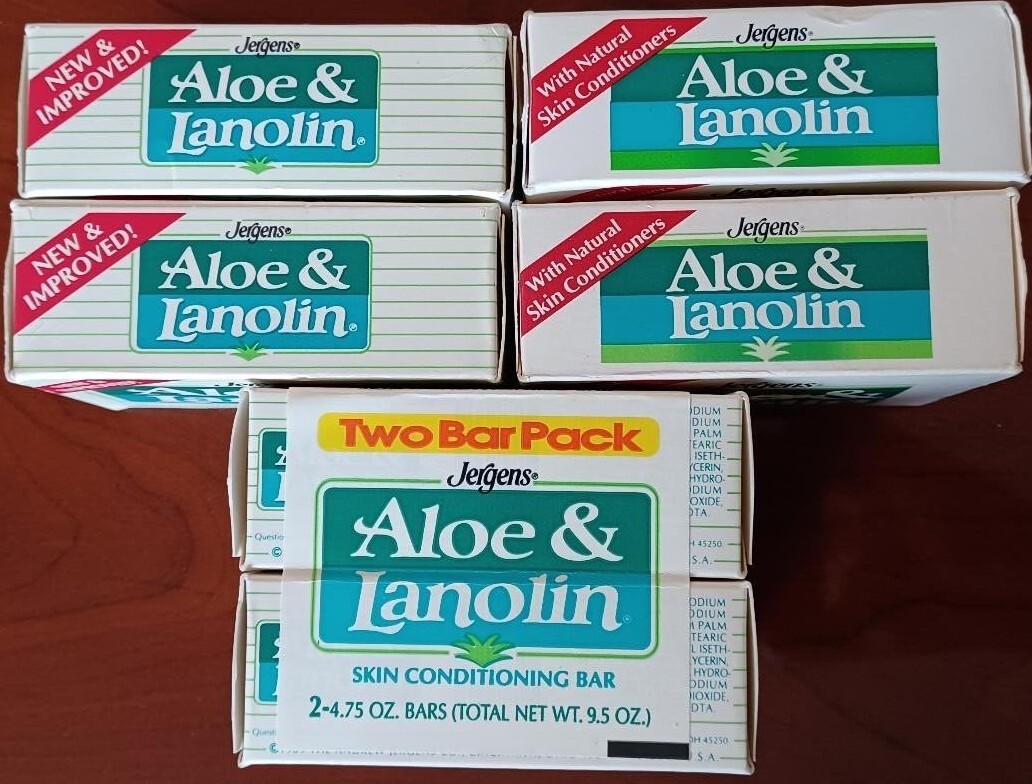 6 Vintage 80’s Jergens Aloe & Lanolin Skin Conditioning Bar Soap 4.75oz NOS Prop