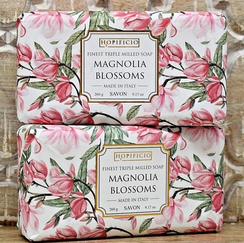 2 HOPIFICIO Finest Triple Milled Magnolia Blossoms Soap Bars