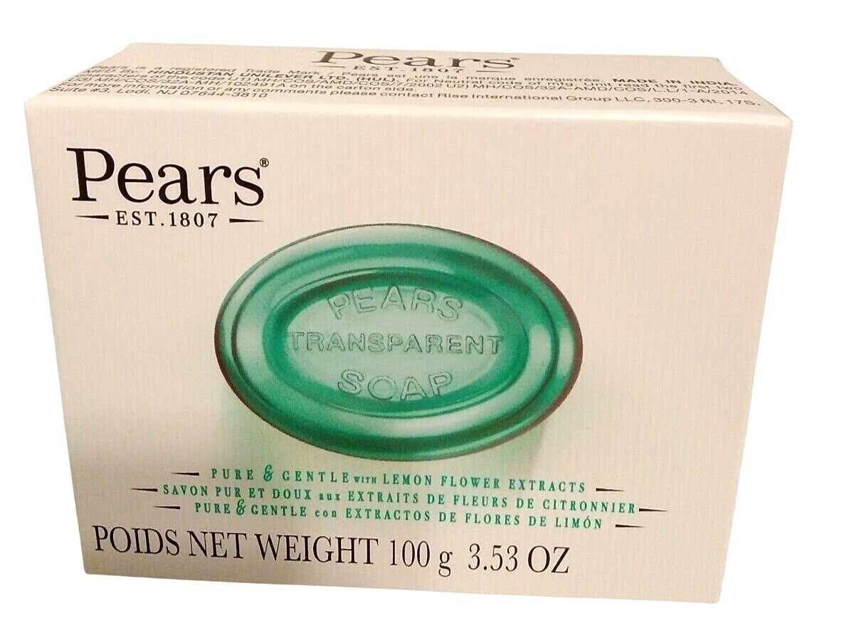 Pears Transparent Soap Bar 3.53 oz With Lemon Flower Extracts Gentle & Pure