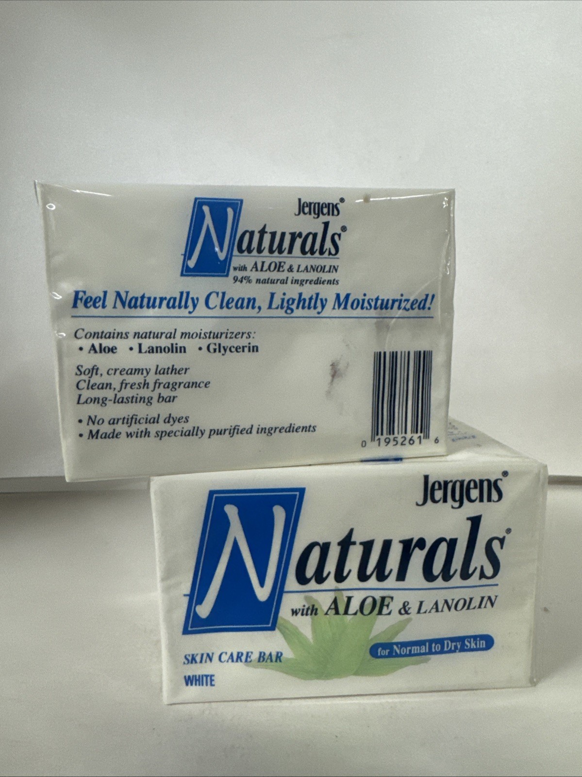 4 BARS-RARE Jergens Naturals w/Aloe & Lanolin 4.75 oz Bar Soap Skin Care