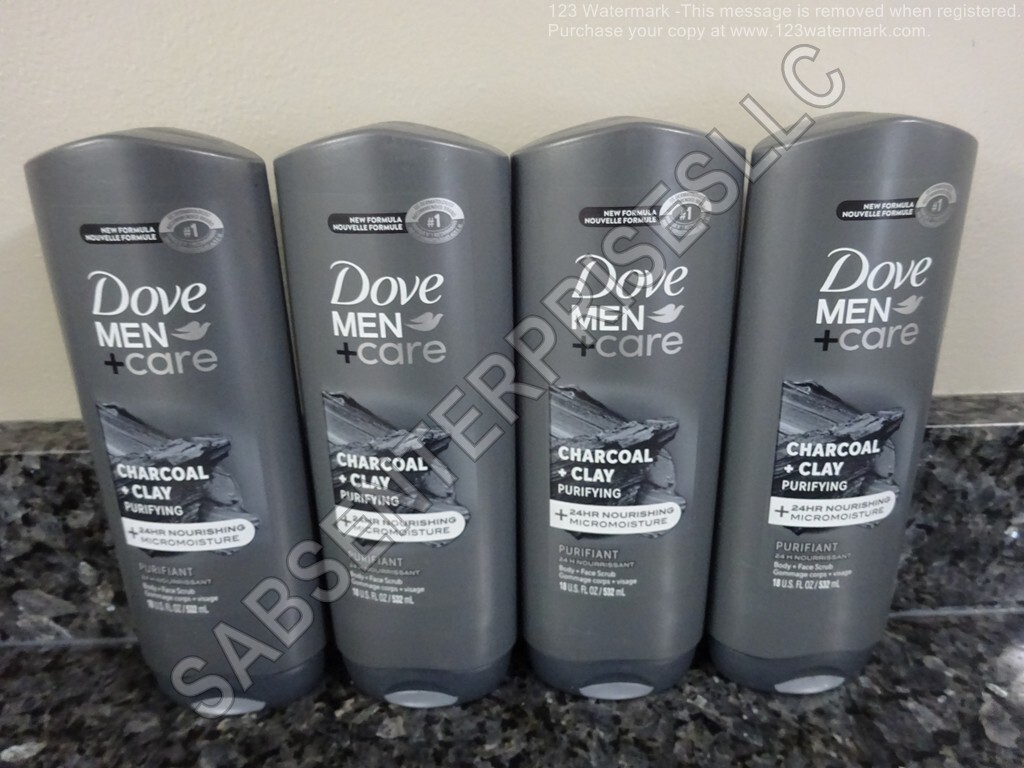 4 Dove Men + Care CHARCOAL + CLAY Purifying Body + Face Scrub Wash 18 FL oz. NEW