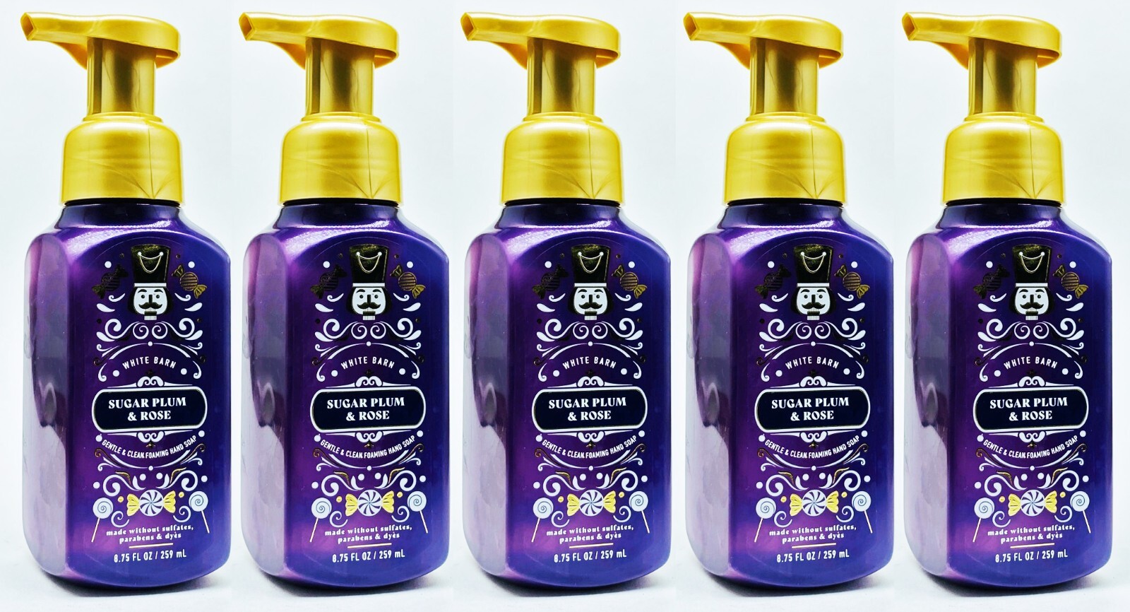 5 Bath Body Works SUGAR PLUM ROSE Gentle Clean Foaming Hand Soap 8.75 oz