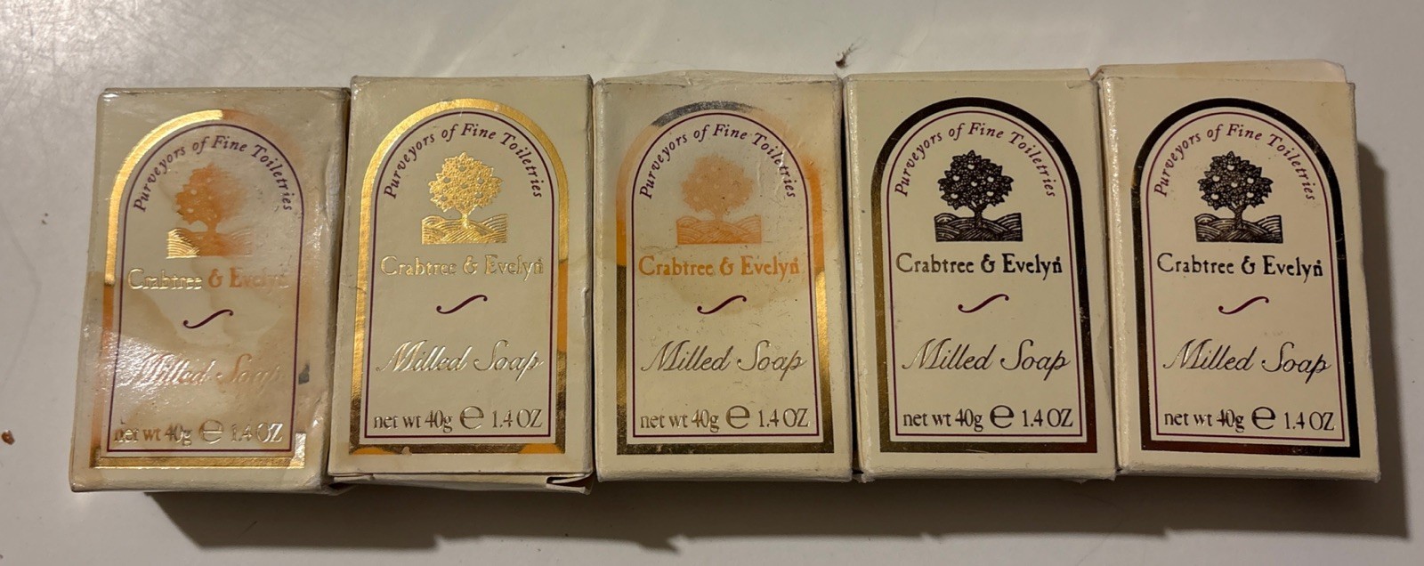 Crabtree & Evelyn 1.4 oz 40G Milled Soap Set of 4 Bars NOS 1997
