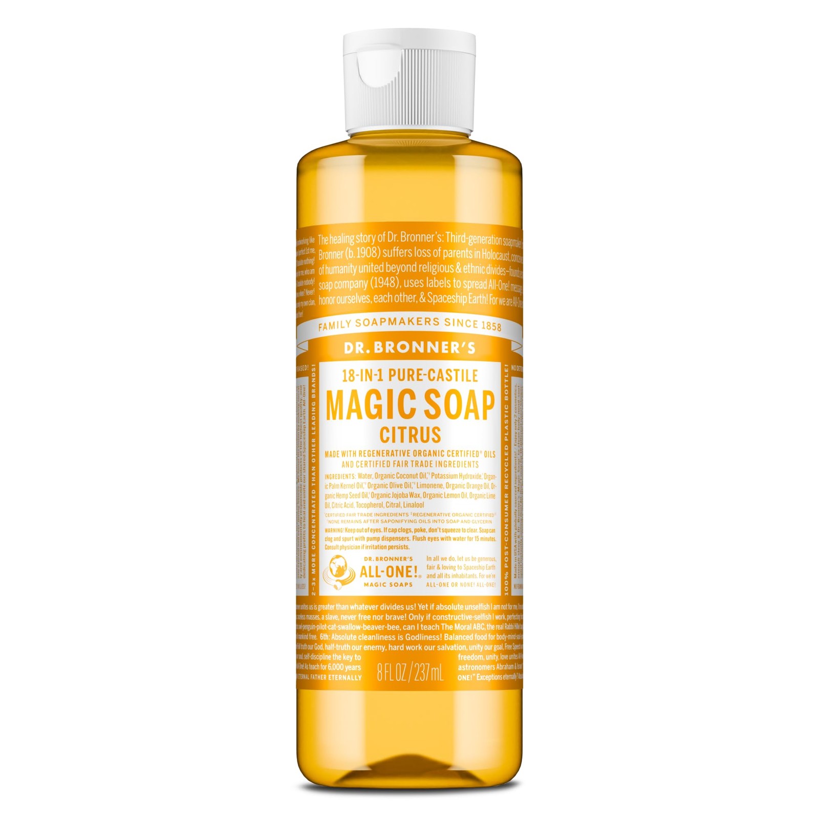 Dr. Bronner’s Pure-Castile Magic Soap Liquid (Citrus, 8 8 Fl Oz (Pack of 1)