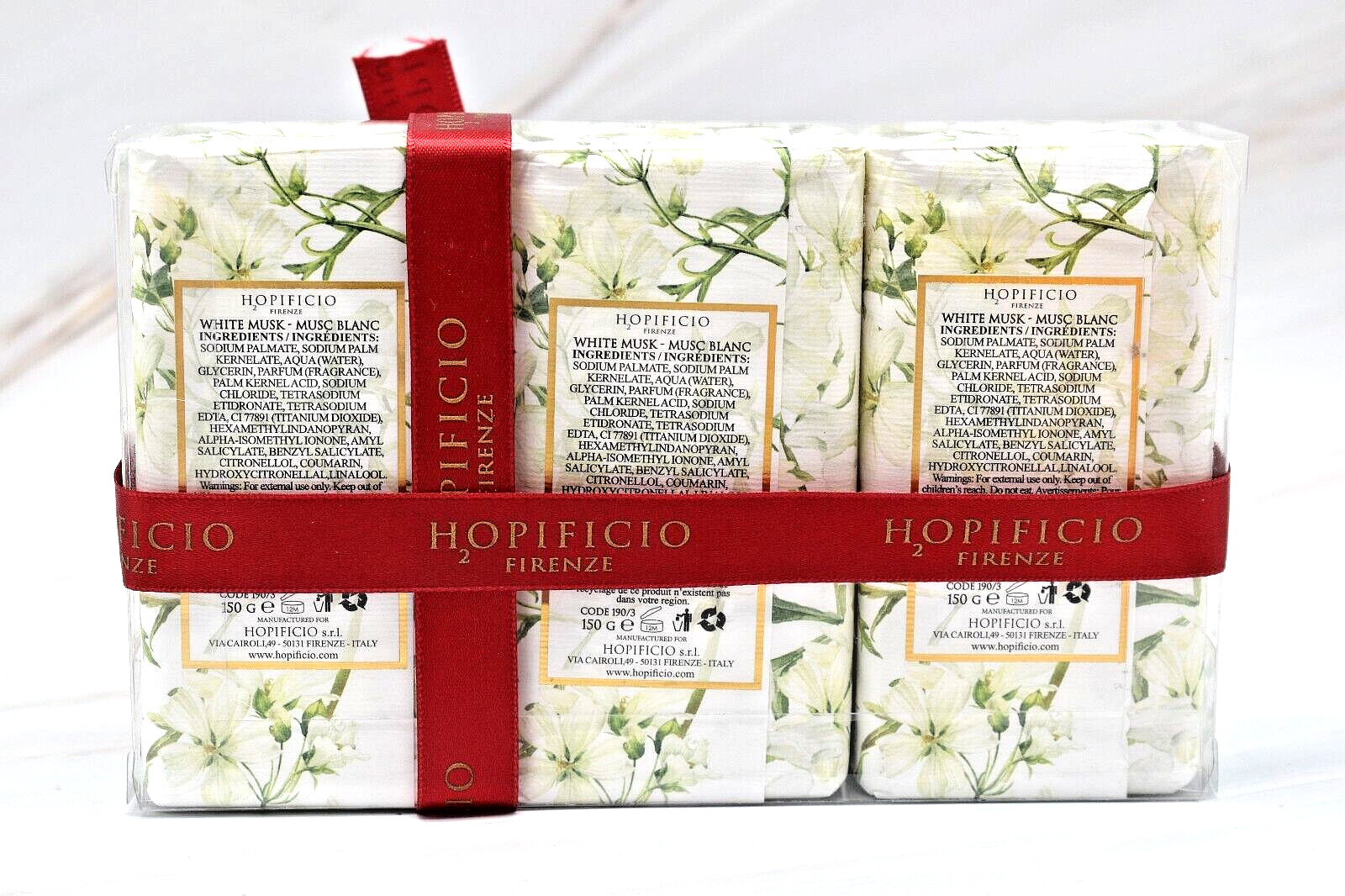 HOPIFICIO Firenze Gift Set White Musk 3 x 5.3 oz Triple Milled Soaps