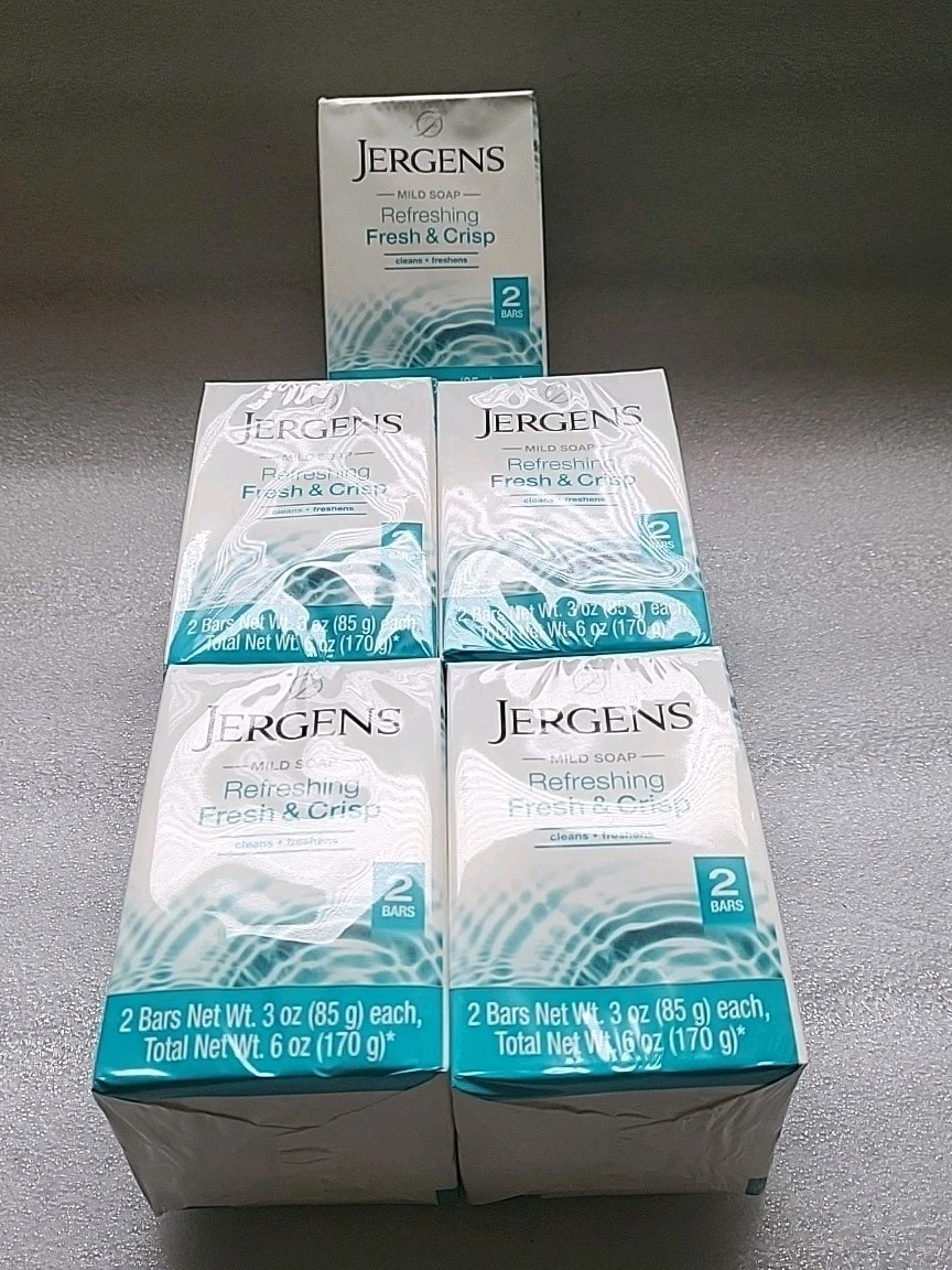 5x Lot Jergens Fresh & Crisp Mild Soap 10 Bars Total New Sealed