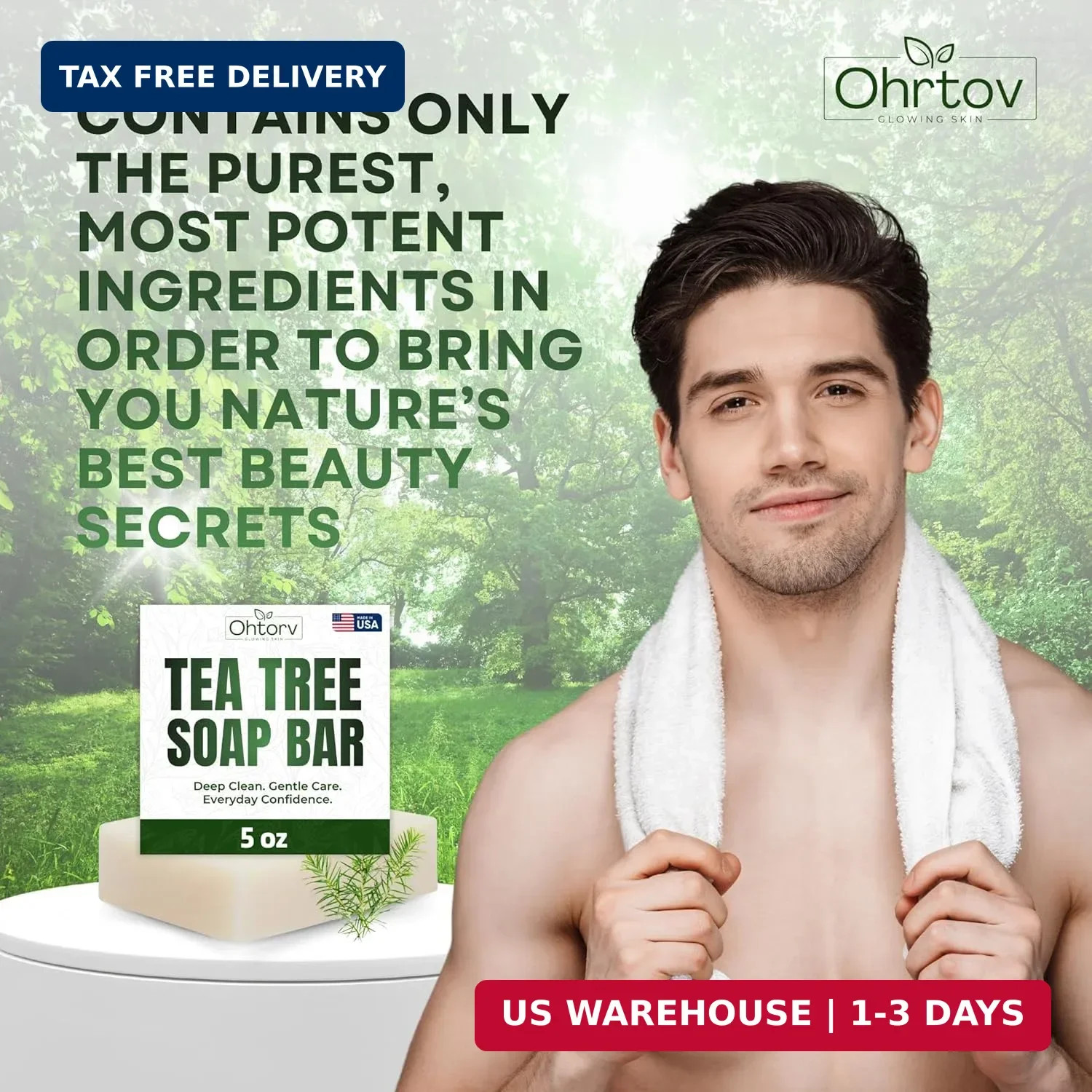 Tea Tree Soap – Natural Defense Tea Tree Oil Wash Bar for Face & Body – Remedy S