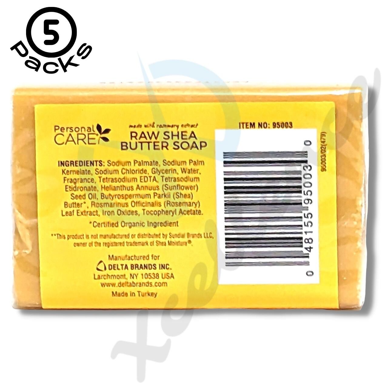 Raw Shea Butter Bar Soap by Personal Care, Gently Moisturizes Skin, 5 Packs