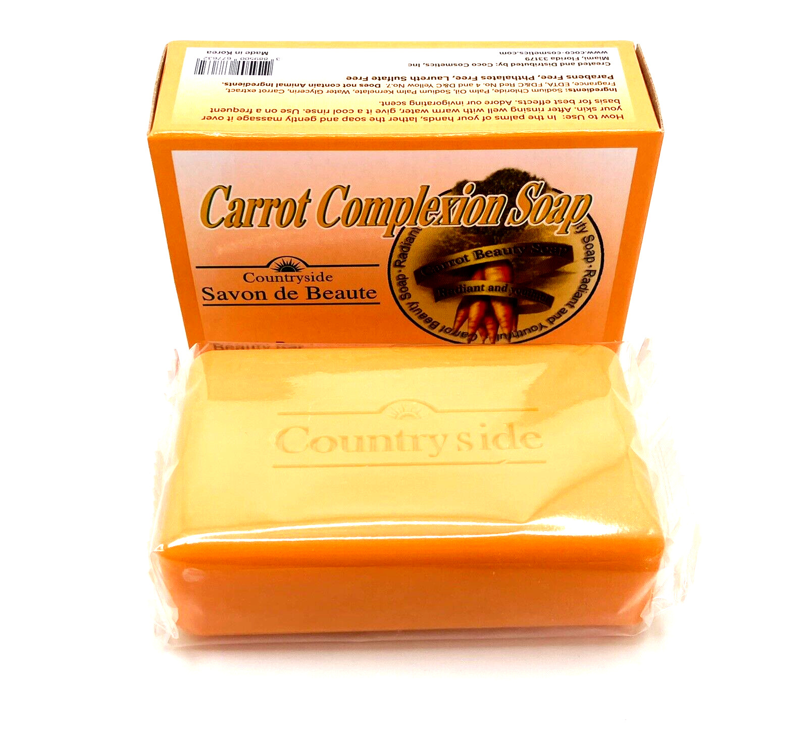 Countryside Carrot Complexion Beauty Soap 4.4 oz Cleansing Body Bar