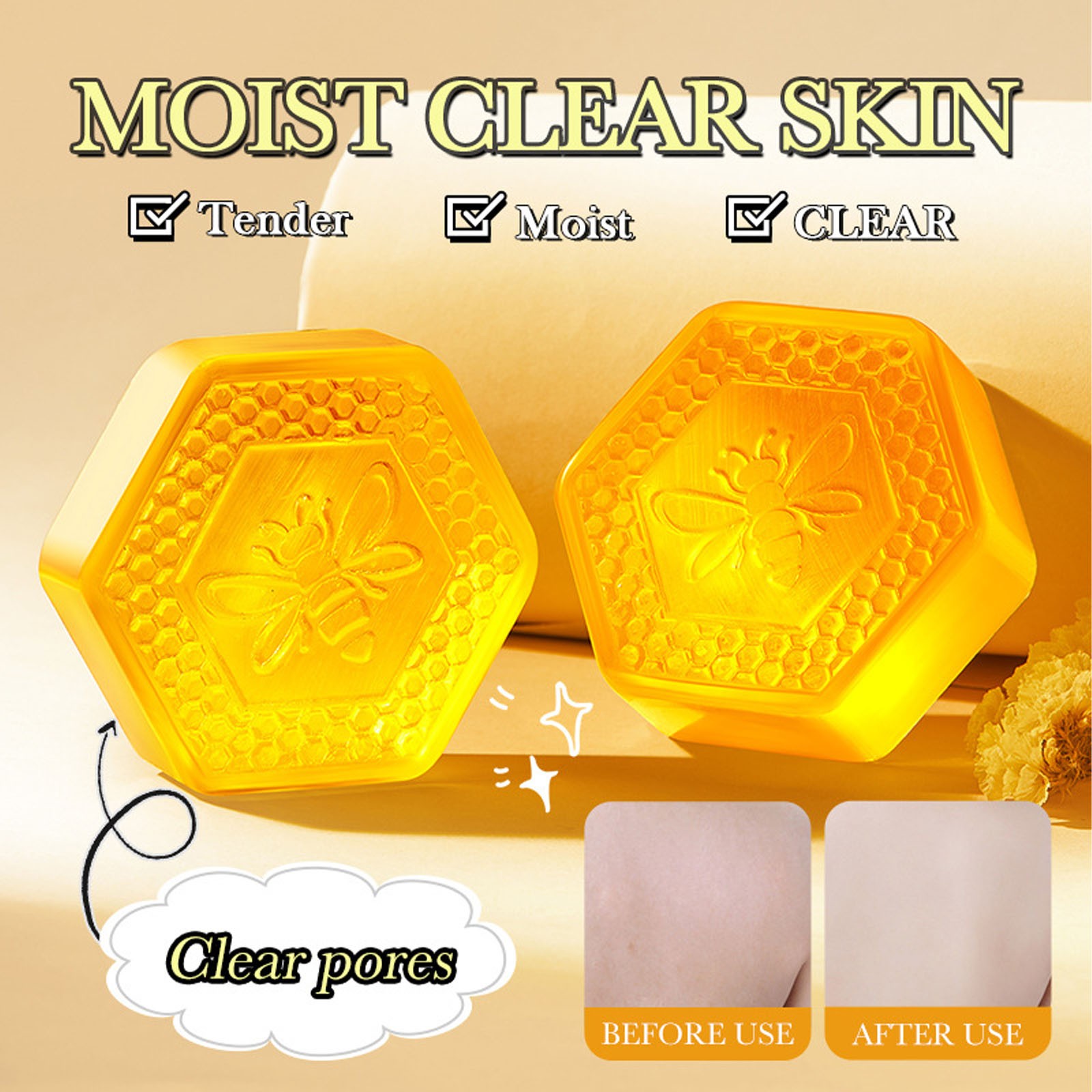 2Pcs Soap Bar Hydrating Manuka Honey Soap Long-lasting Fragrance Mild For Skin