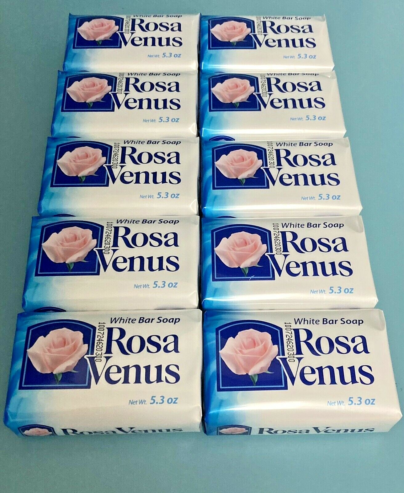 Rosa Venus White Bar Soap – Pack of 10 | 5.3 oz Each | Bath & Body Bars
