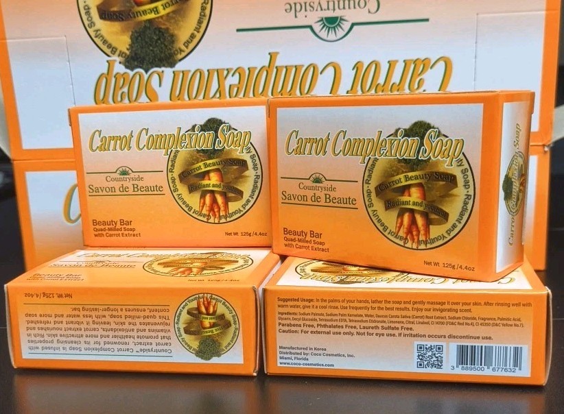 6-Pack CARROT COMPLEXION SOAP BEAUTY BAR WITH CARROT OIL 125g (each)