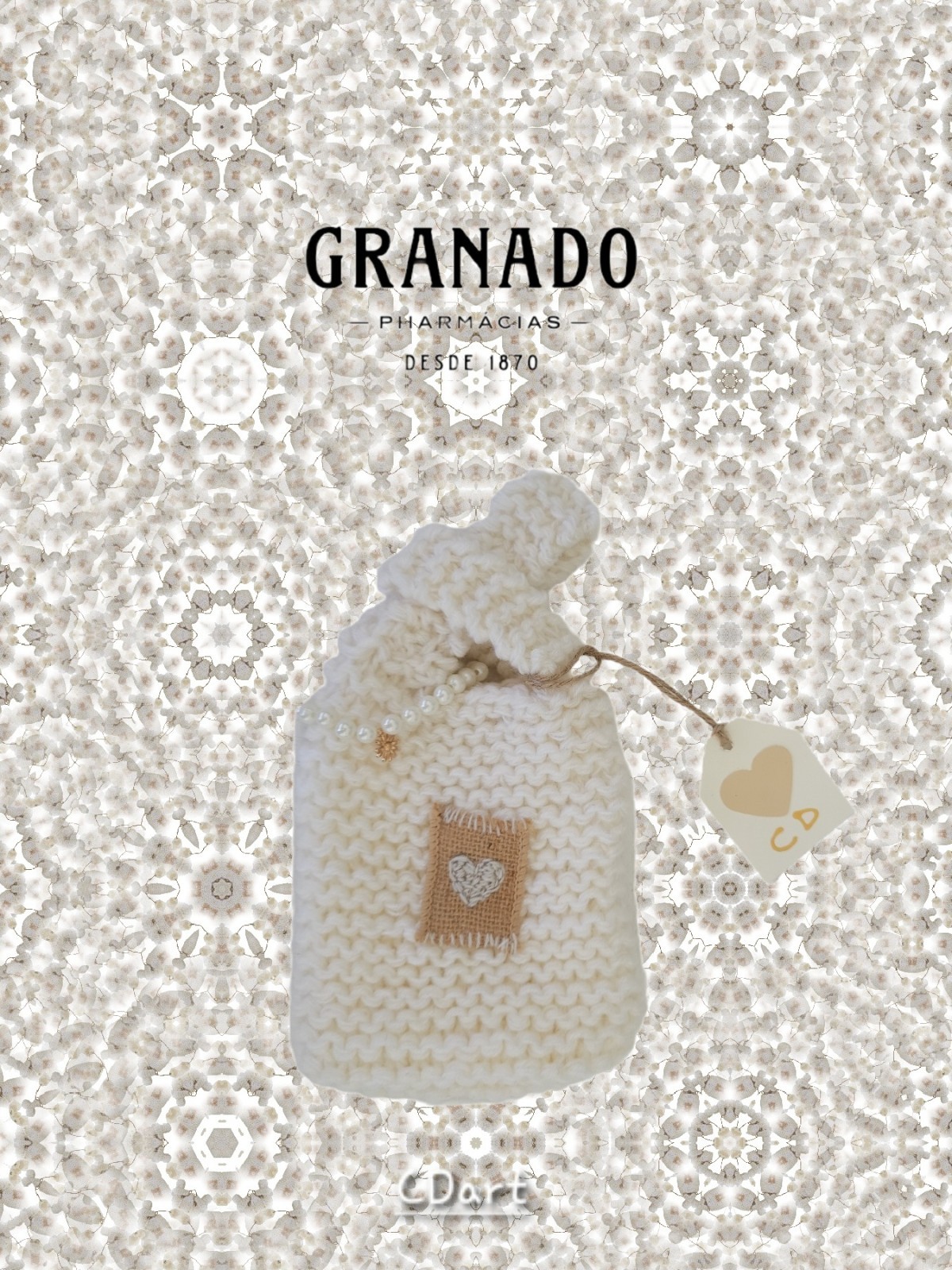 2 Brazil Granado Lavender Glycerin Soap Handmade Knitted Bag and Pearl Bracelet