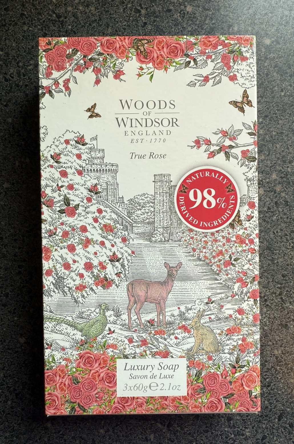 Woods of Windsor TRUE ROSE Luxury Soap Bar Set of 3 Each Bar 2.1 oz NIB Guest Sz