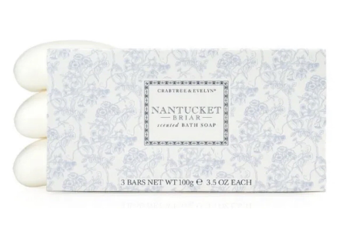 Crabtree & Evelyn Nantucket Briar Triple Milled Soap Set 3 x 3.5 oz 100g~ NEW