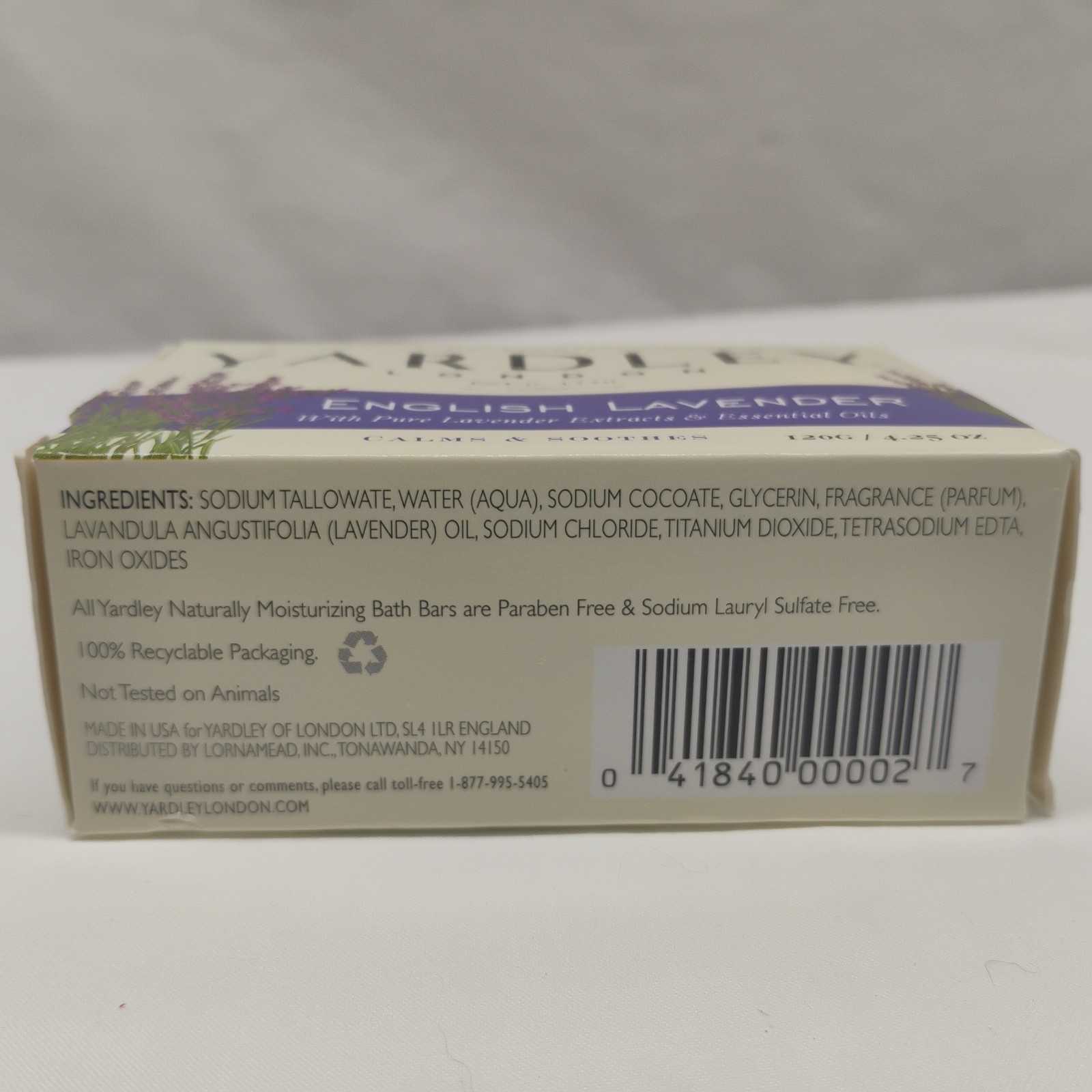 Yardley London Bath Soap Bar English Lavender Scent & Essential Oils 4.25 oz