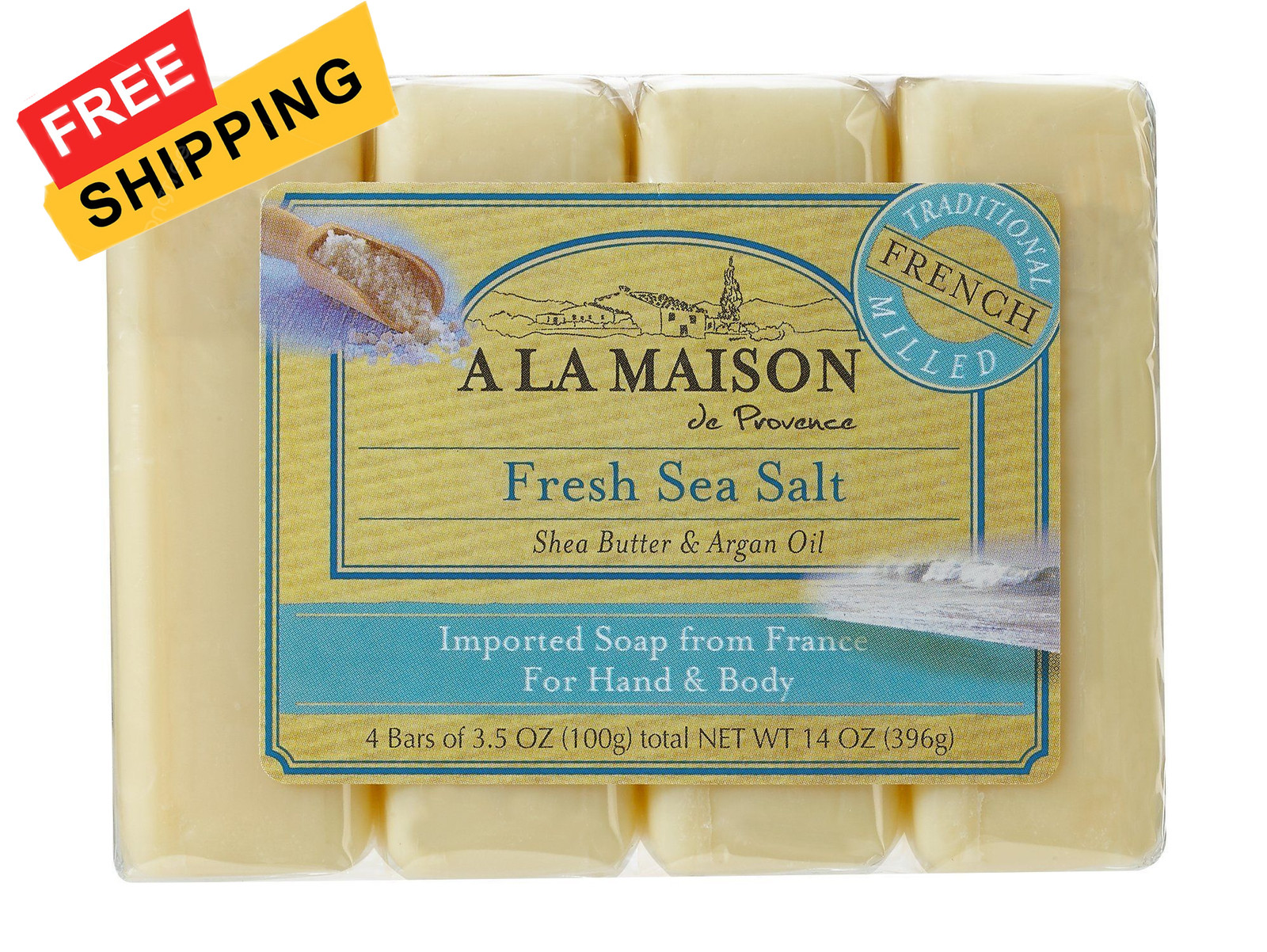 A LA MAISON, Fresh Sea Salt Soap 4Pk, 8.8 Ounce (Pack of 3),