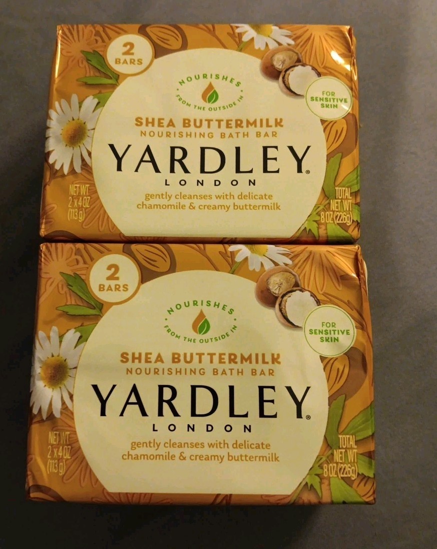 2 Yardley London Shea Buttermilk Sensitive Skin Bath Bar 4.25 Oz 2 Ct (BN32)