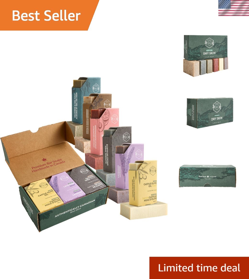 Luxury Plant-Based Natural Bar Soap – Pack of 6 for Dry Skin, Handmade in Canada