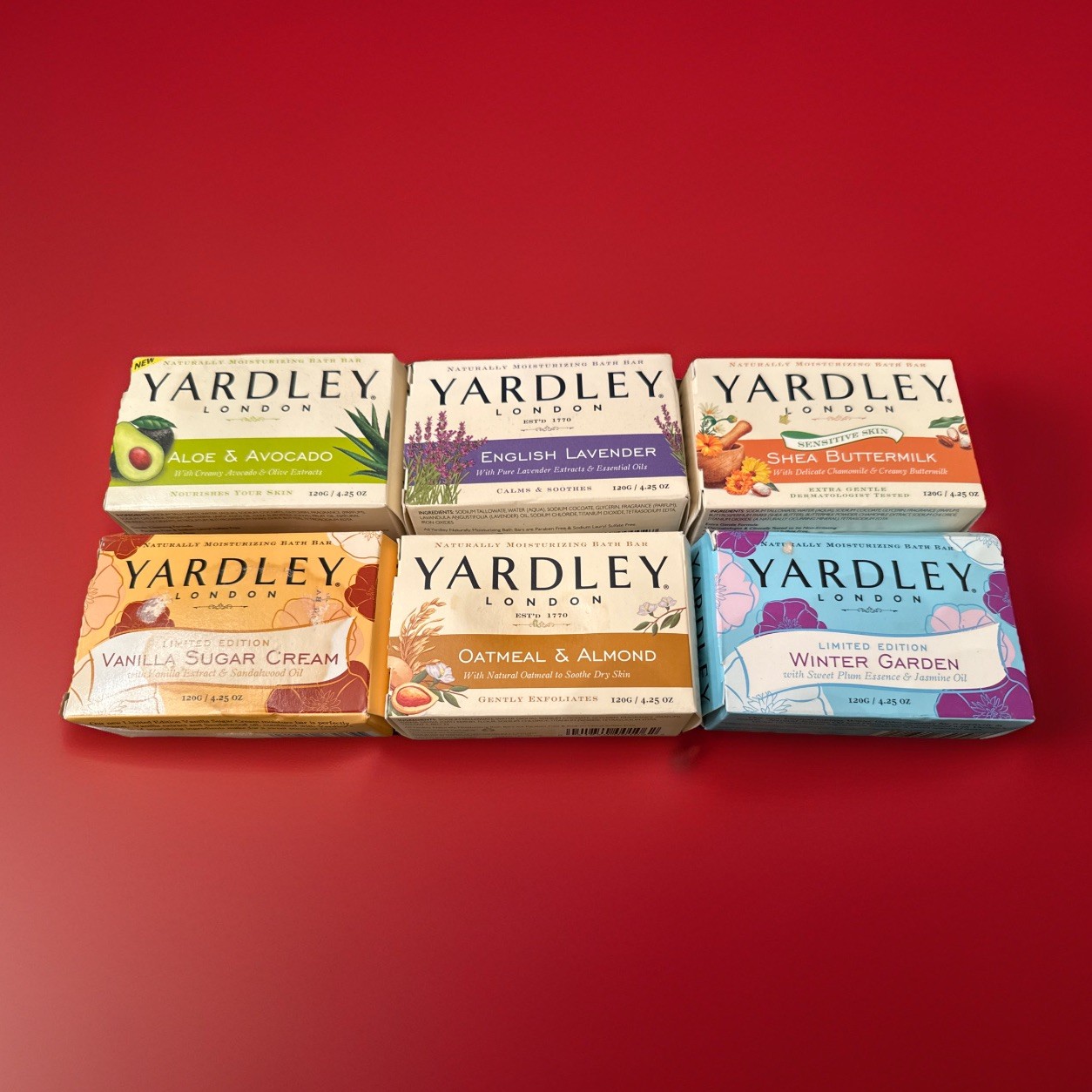 Yardley London Soap 4.25oz Bars, Hand Face Bundle 6-Pack as shown in pictures