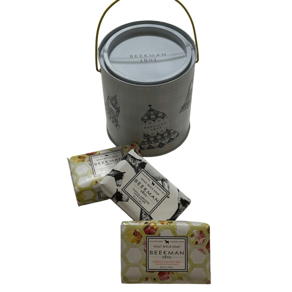 Beekman 1802 Goat Milk Soap set Holiday bucket Vanilla Absolute/ Apricot Honey