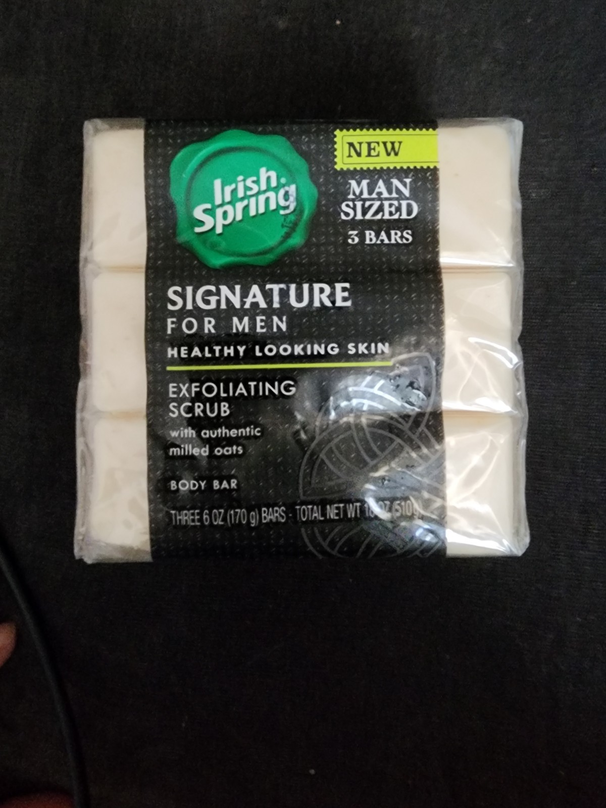 Irish Spring Pack 3 Man Sized Bars Signature for Men Exfoliating Scrub Rare