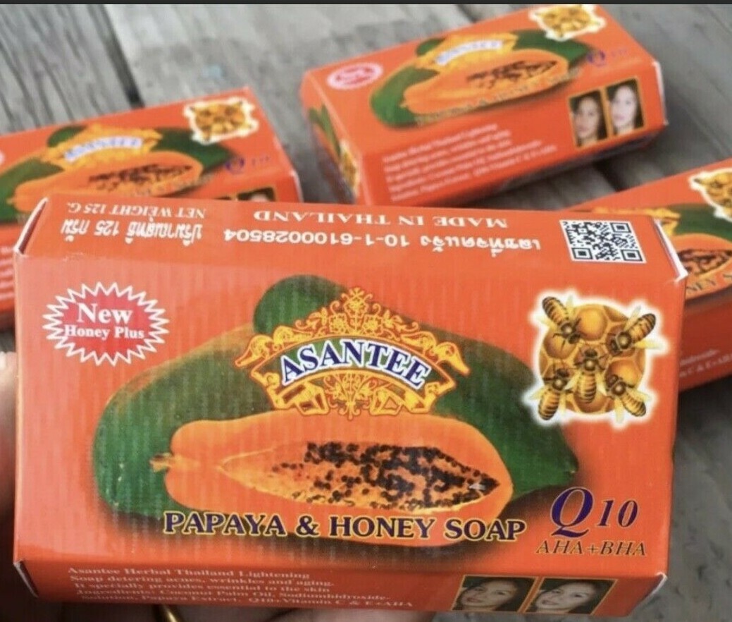 6 Bars x 125g Soap Papaya and Honey Asantee Face And body Anti Acne