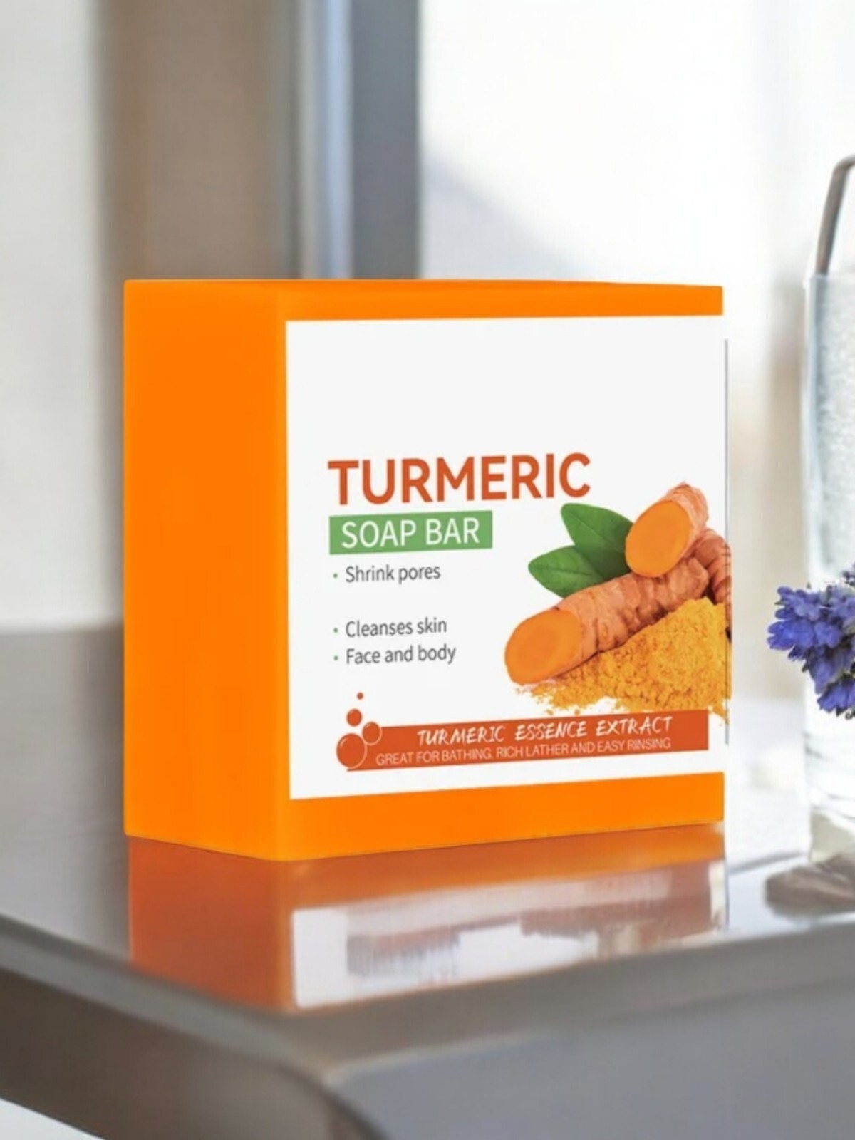 2 Pack Tumeric Soap Ginger Anti-Acne Dark Spots Removal Body Whitening Soap Bar.