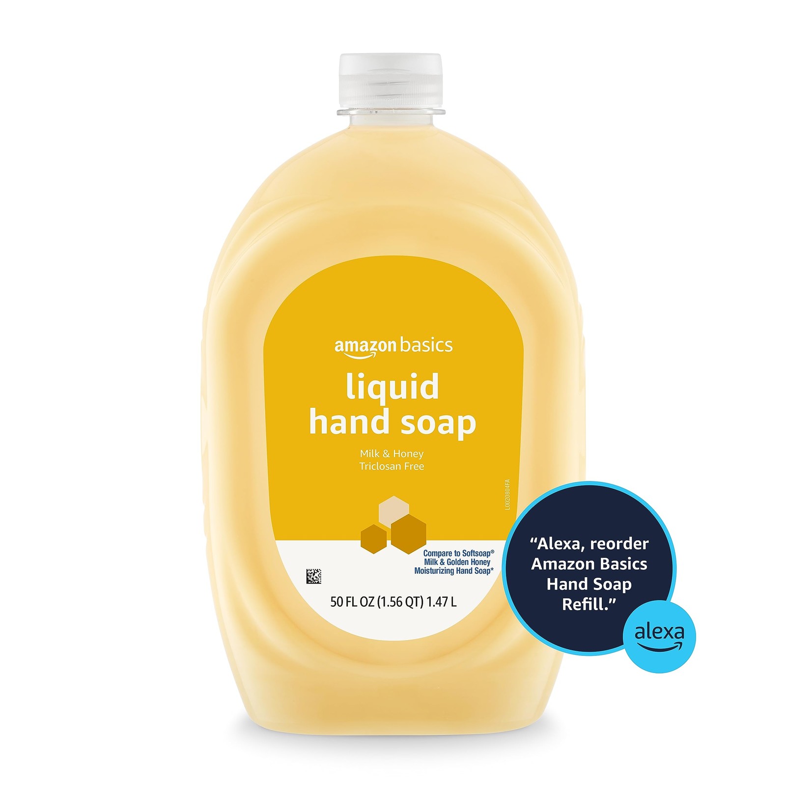 Amazon Basics Liquid Hand Soap Refill, 50 Fl Oz (Pack of 1), Milk and Honey