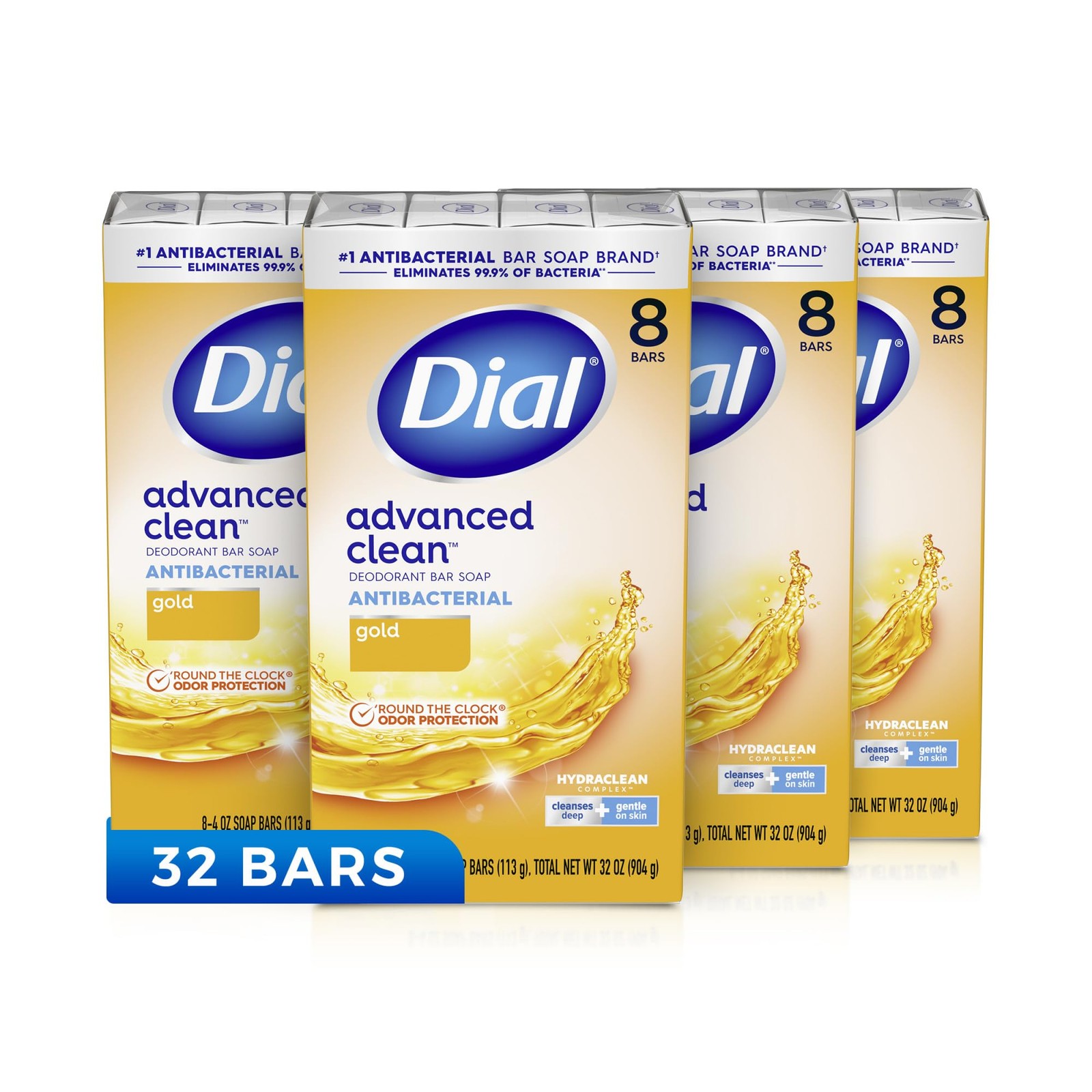 Dial Antibacterial Bar Soap, Refresh & Renew, White, 4.00 Ounce (Pack of 32)