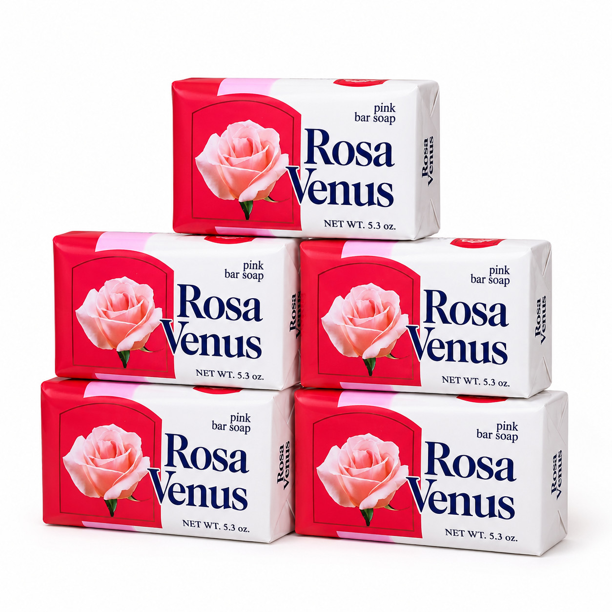 Rosa Venus Pink Bar Soap 5 Pack 5.3 oz Each Classic Scent Bath Soap